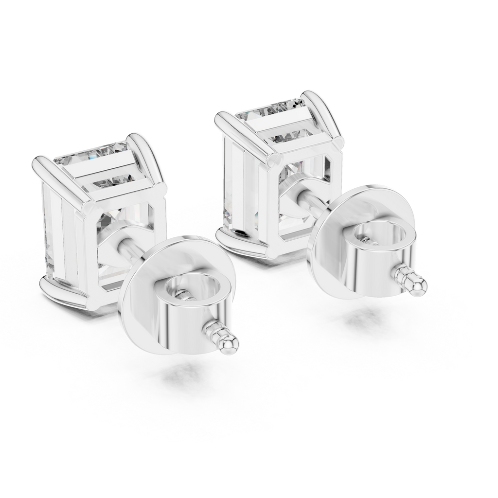 Emerald Cut Diamond Stud Earrings