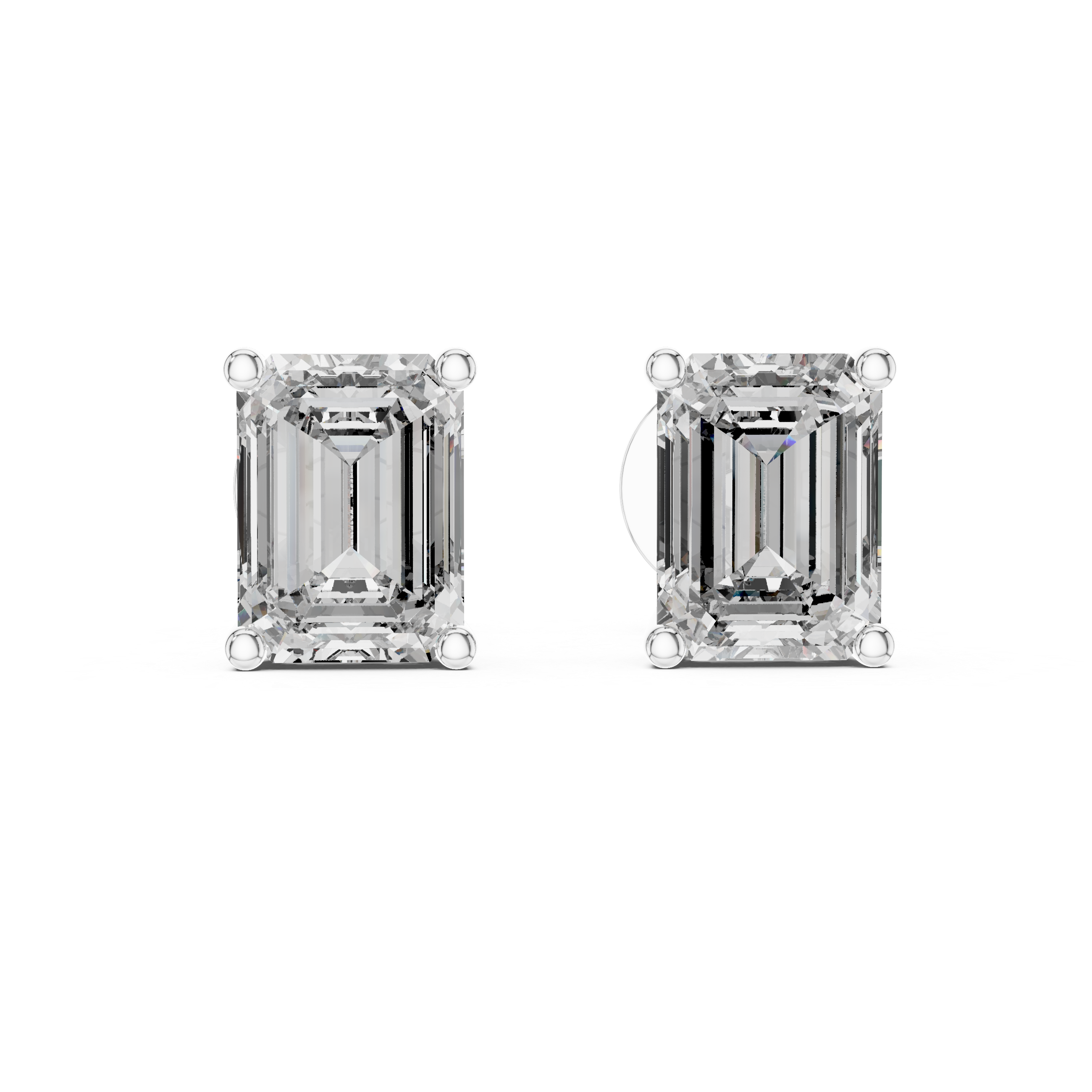 Emerald Cut Diamond Stud Earrings