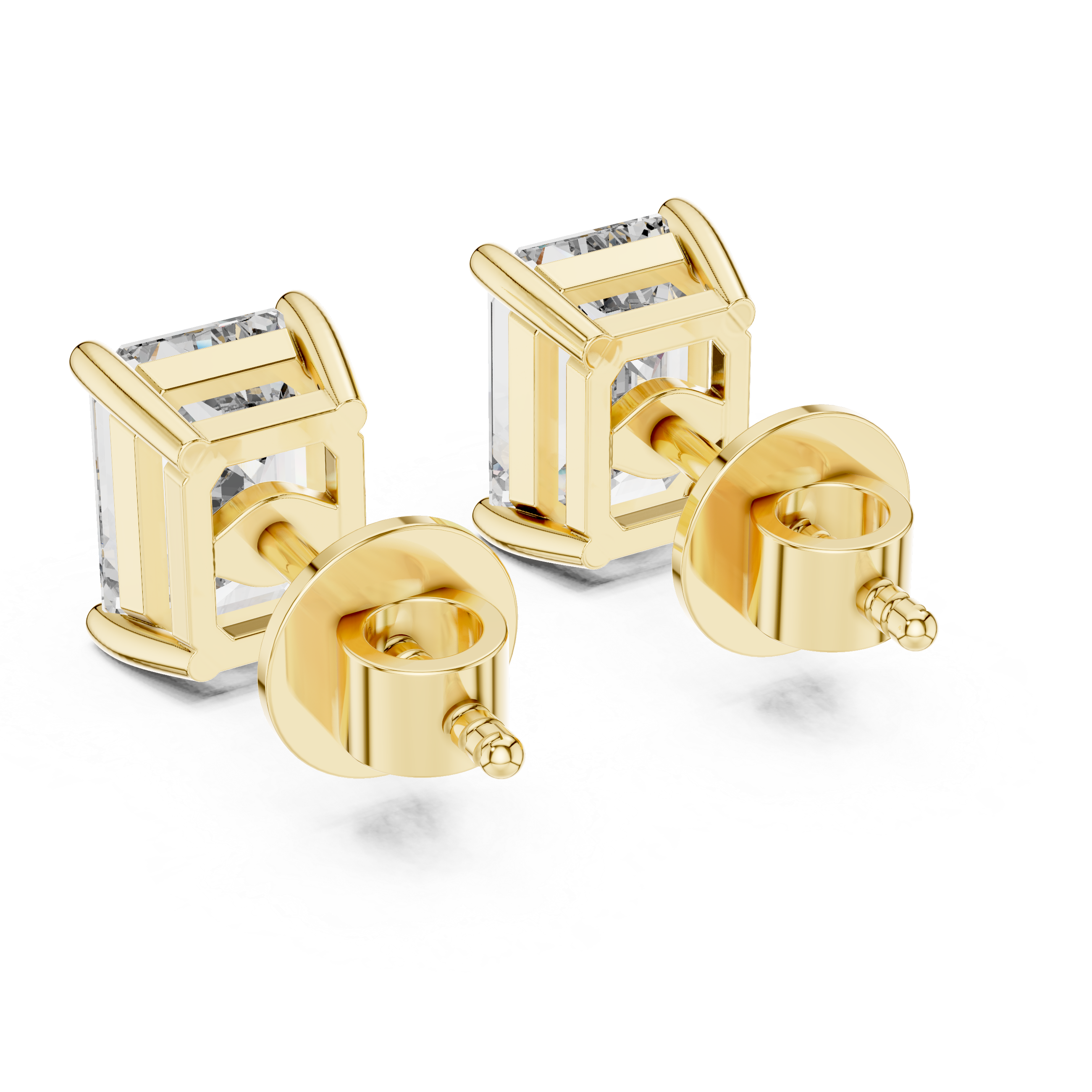 Emerald Cut Diamond Stud Earrings