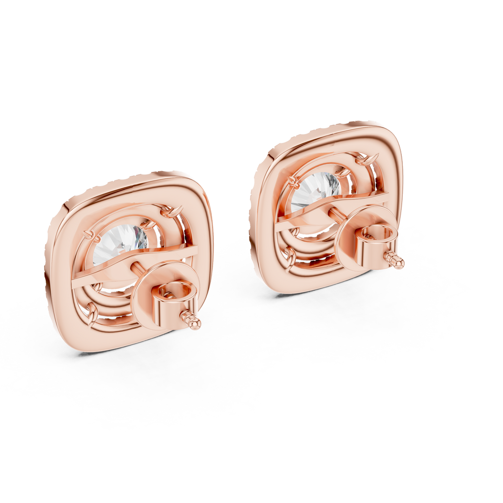 Double Halo Diamond Stud Earrings