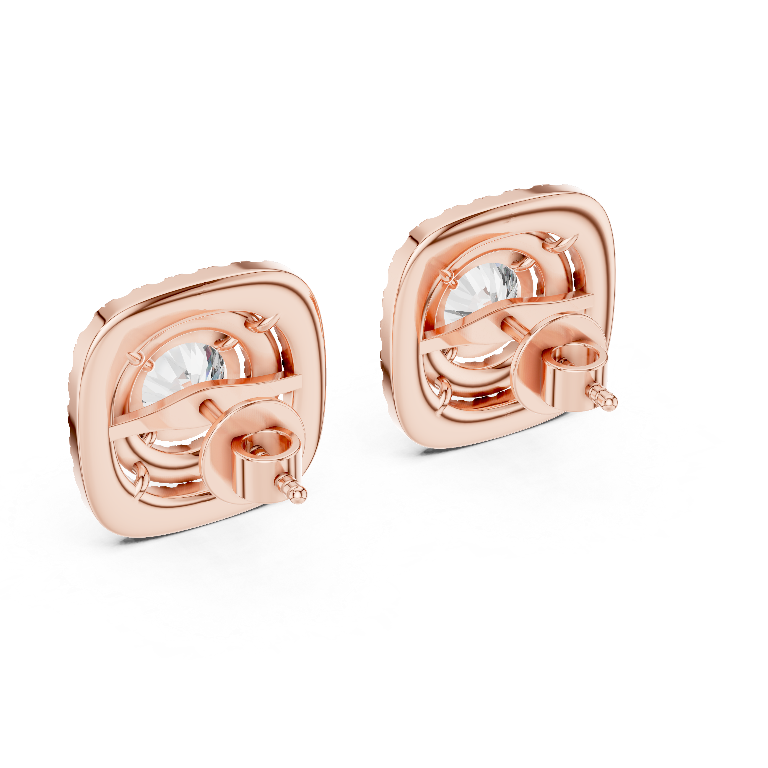 Double Halo Diamond Stud Earrings