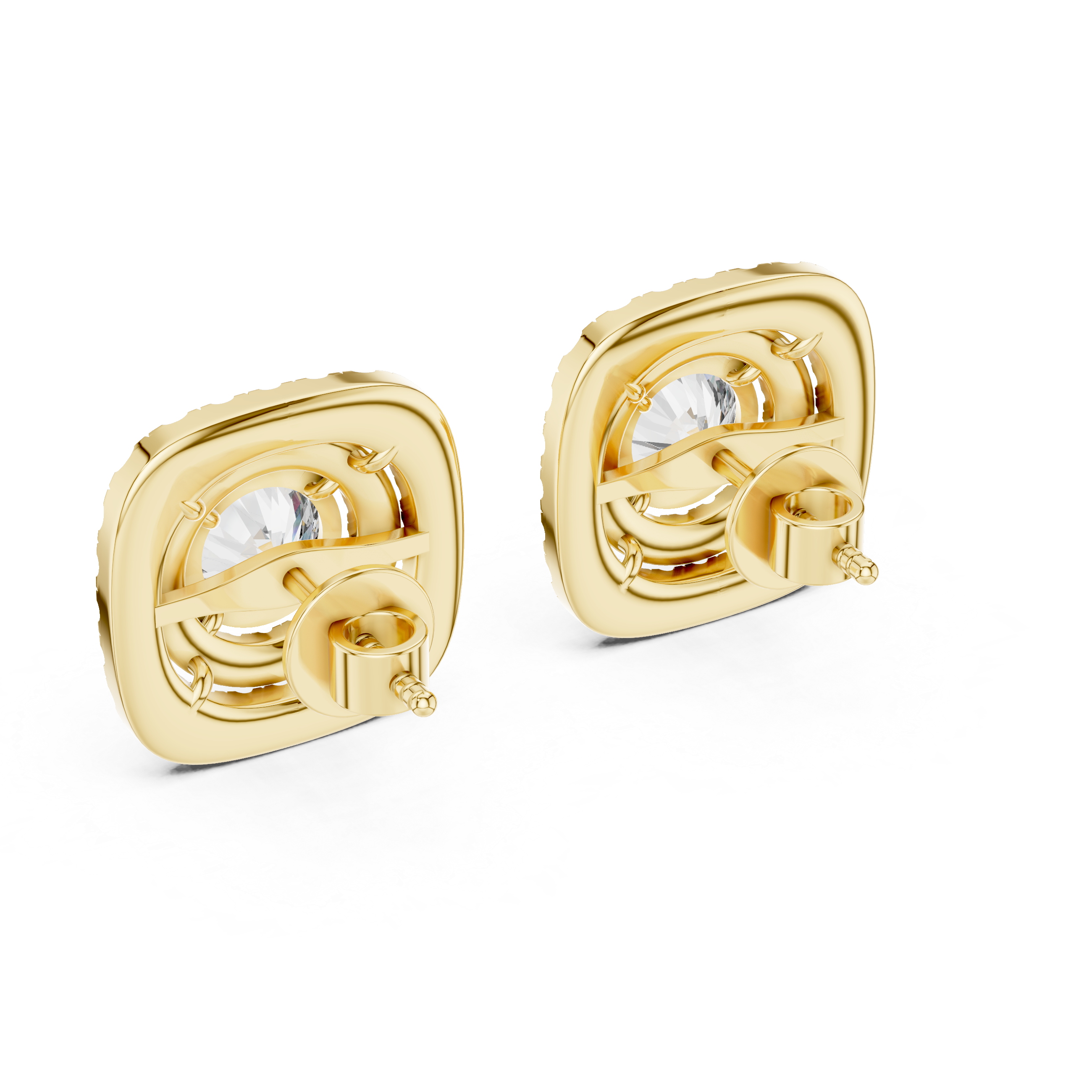 Double Halo Diamond Stud Earrings