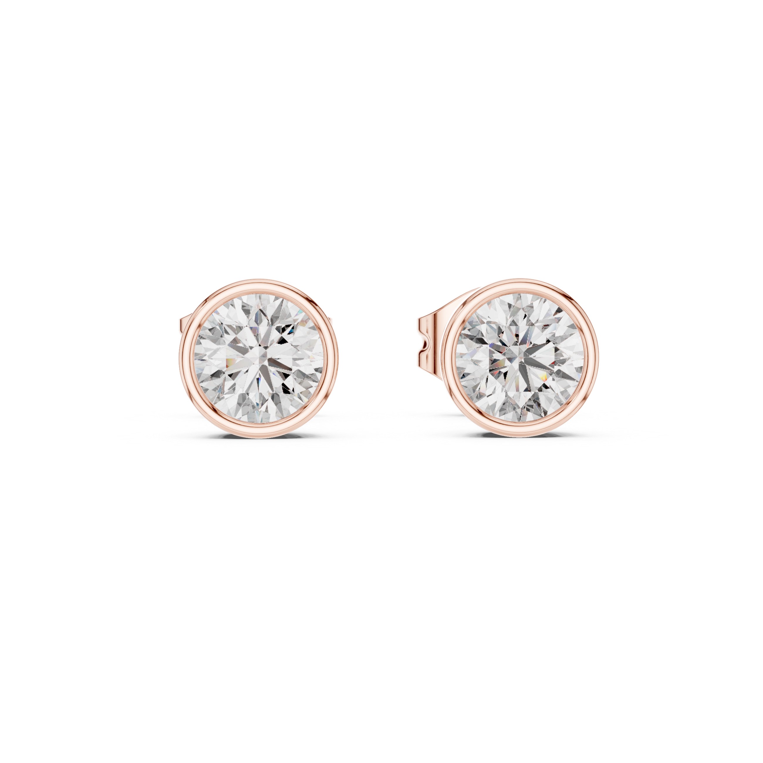 Round Diamond Bezel Stud Earrings