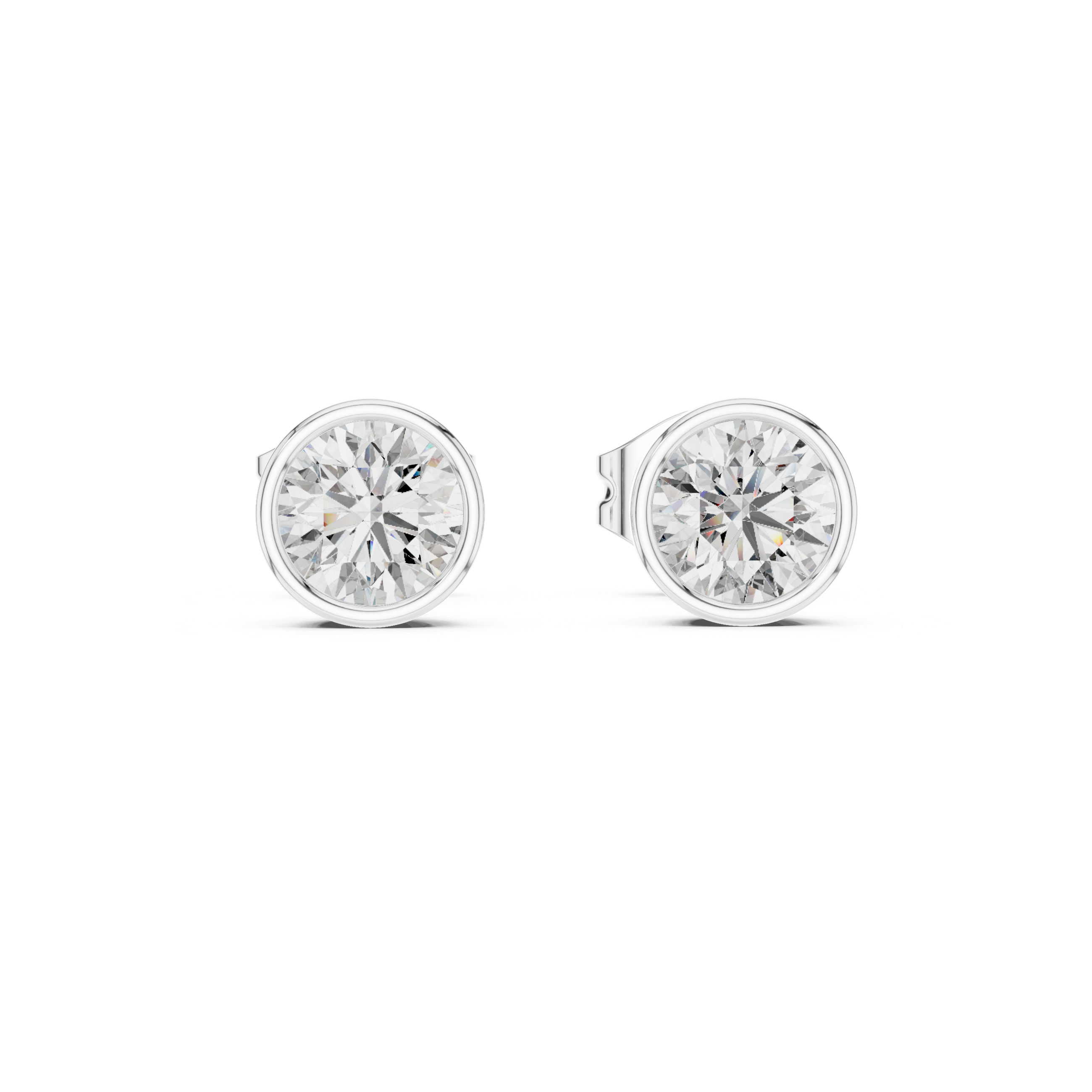 Round Diamond Bezel Stud Earrings