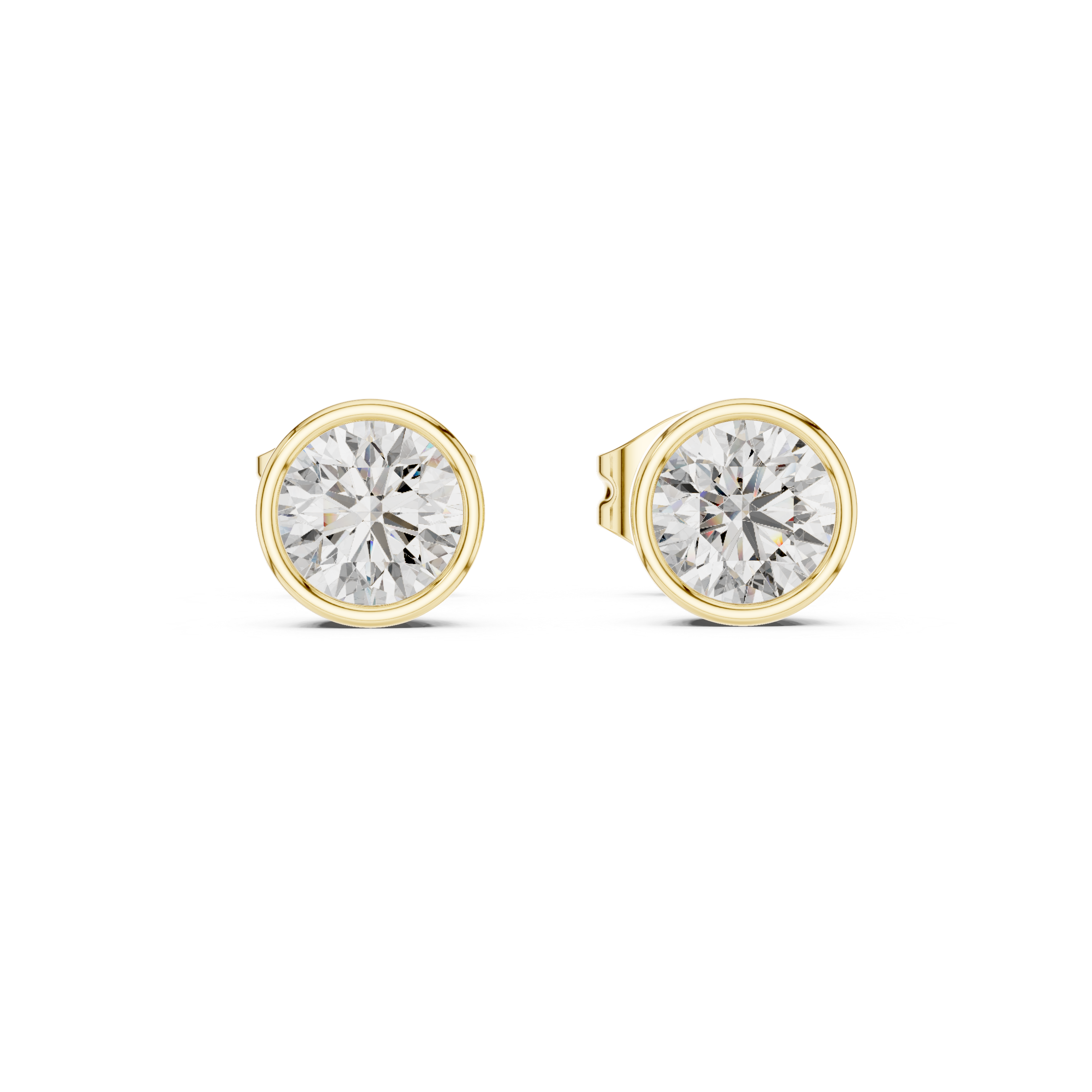 Round Diamond Bezel Stud Earrings