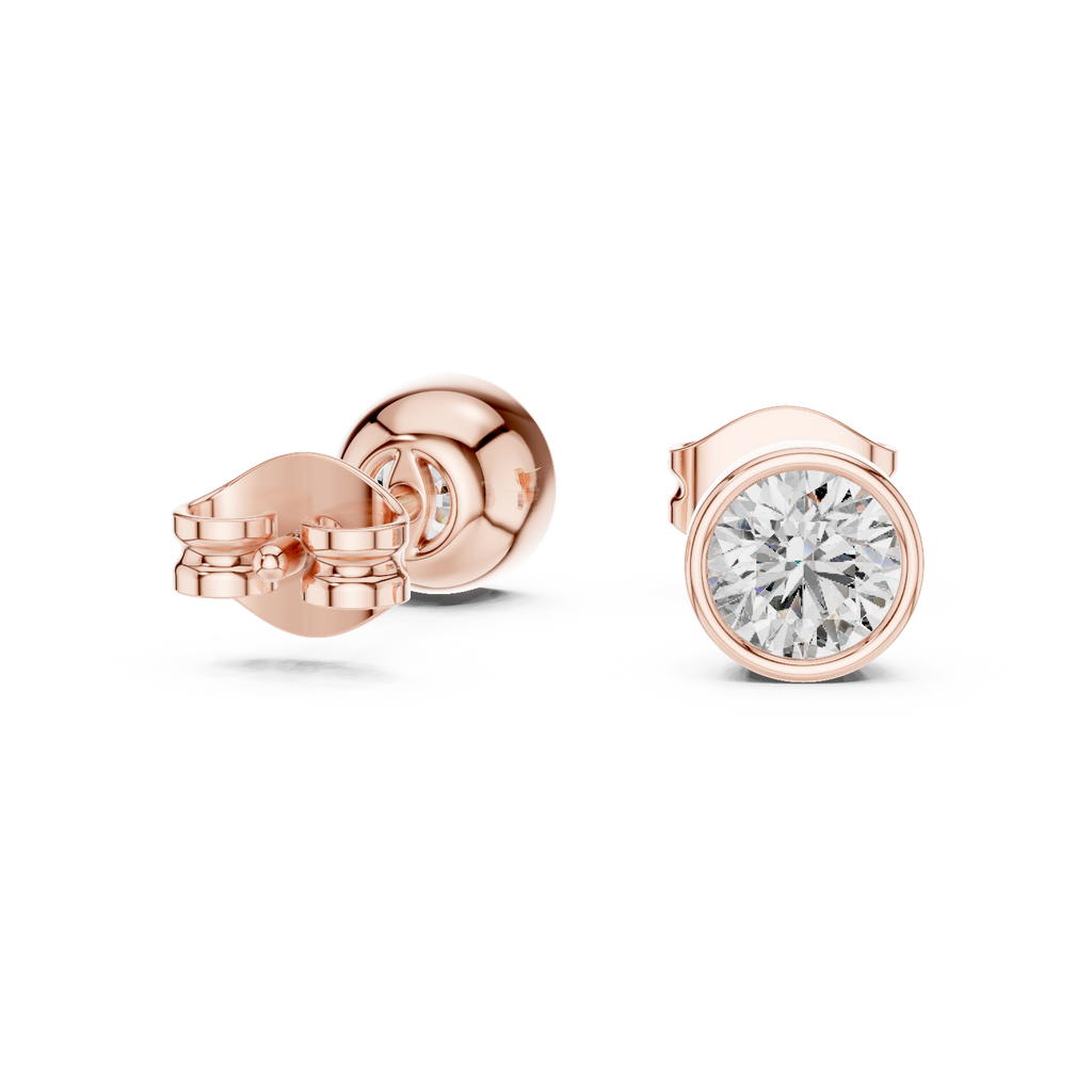 Round Diamond Bezel Stud Earrings