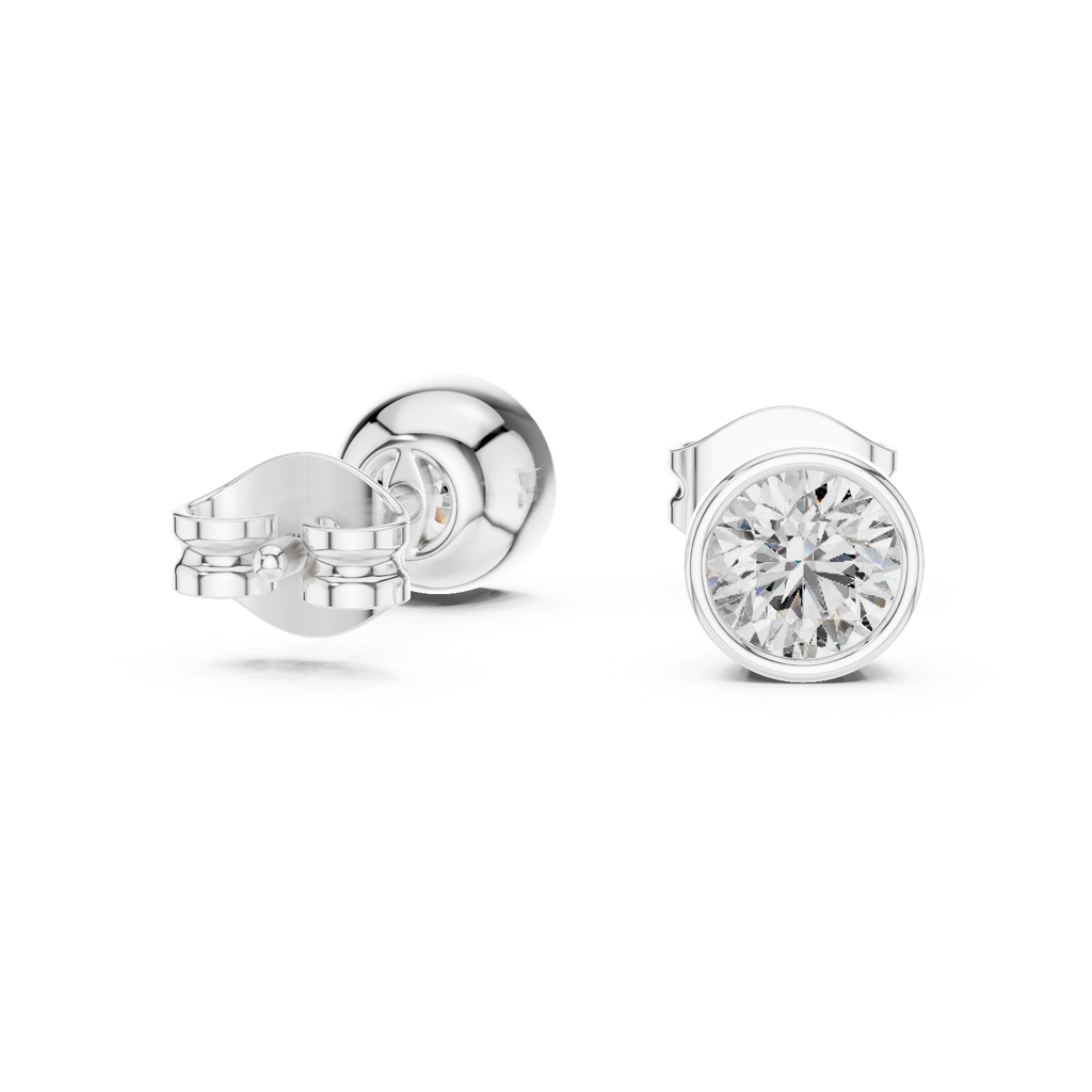 Round Diamond Bezel Stud Earrings