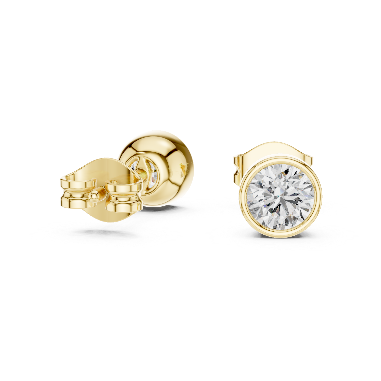 Round Diamond Bezel Stud Earrings