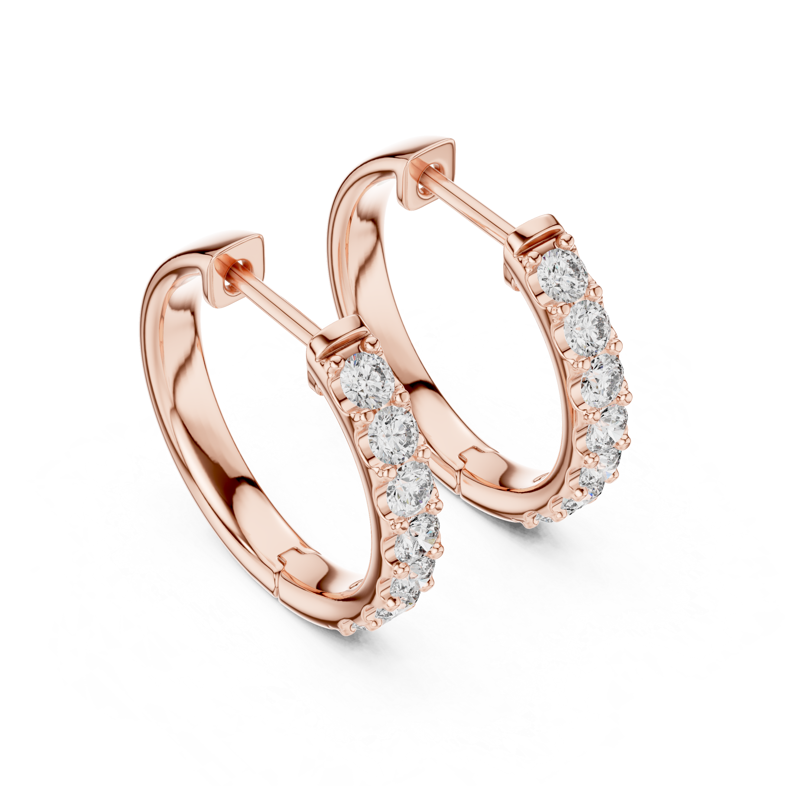 Round Diamond Huggie Hoop Earrings