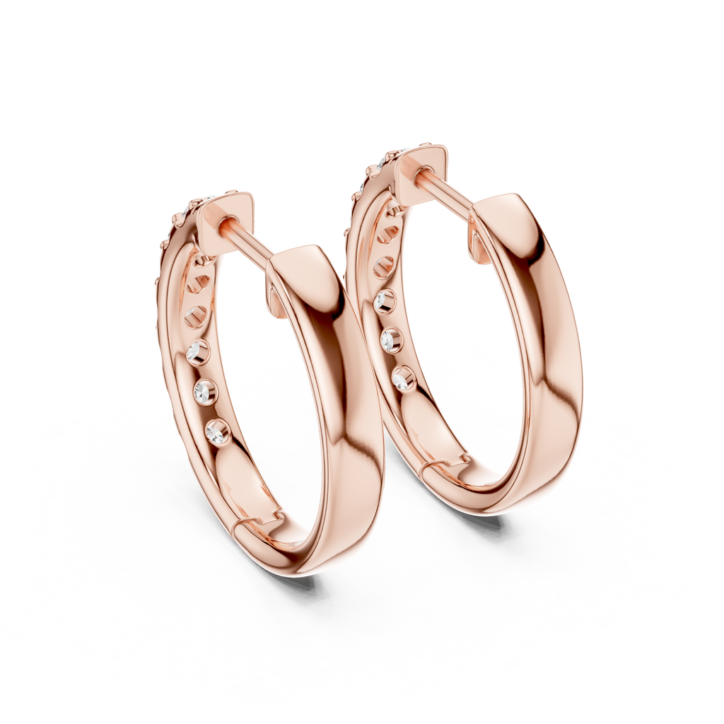 Round Diamond Huggie Hoop Earrings