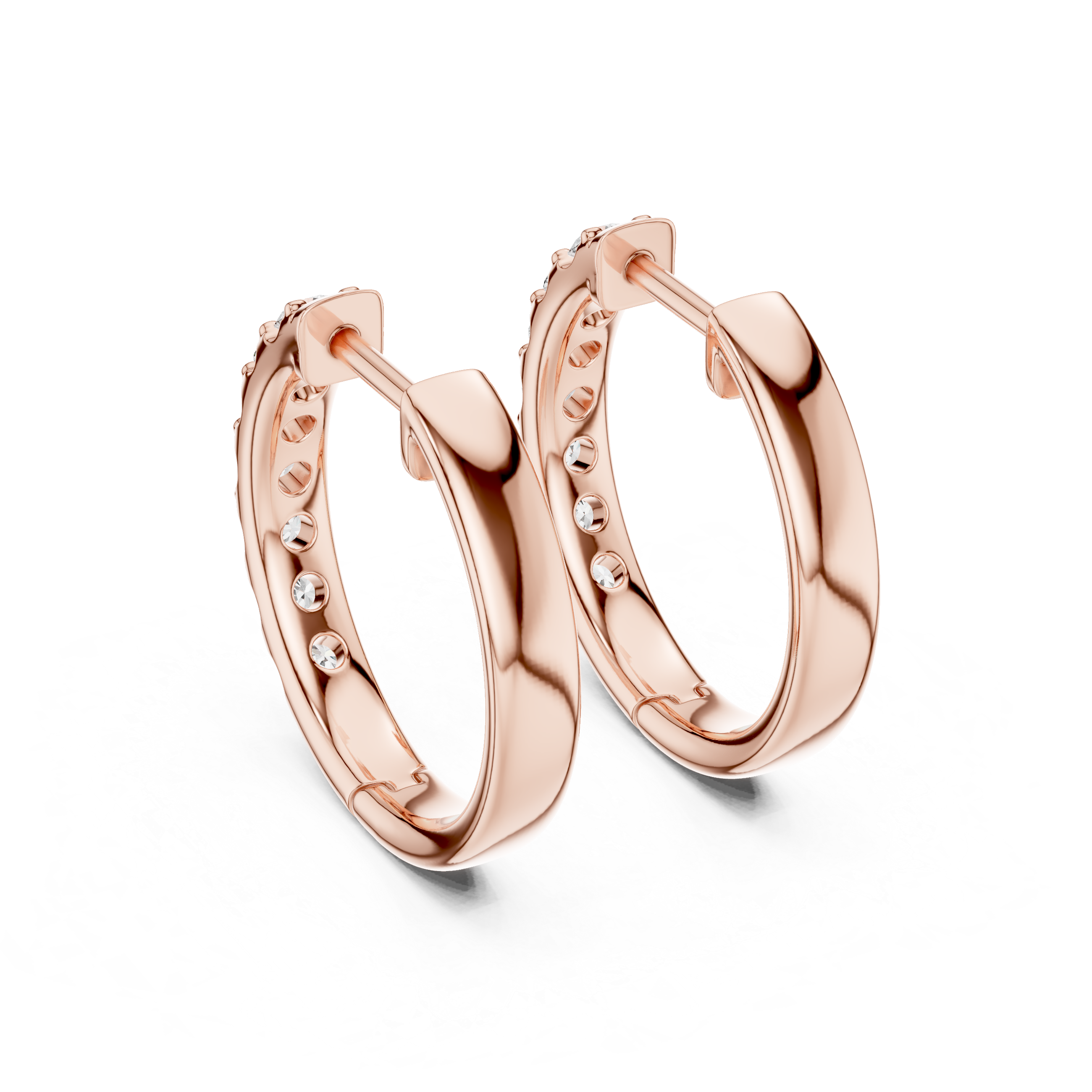 Round Diamond Huggie Hoop Earrings