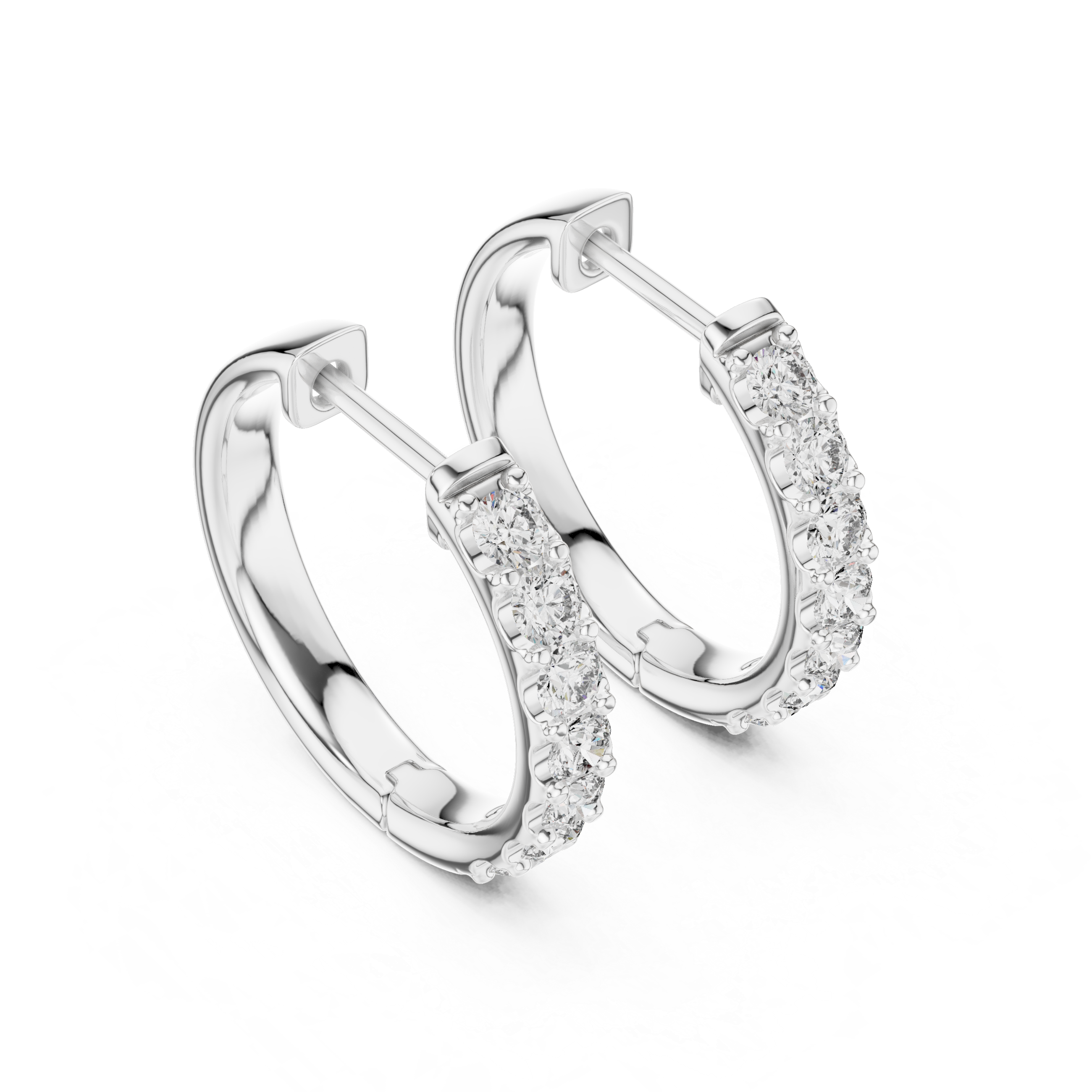 Round Diamond Huggie Hoop Earrings