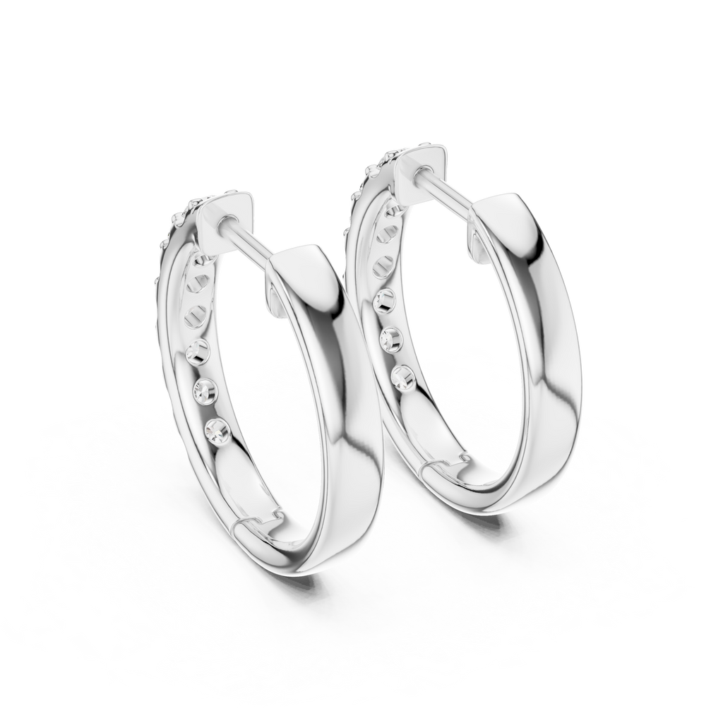Round Diamond Huggie Hoop Earrings
