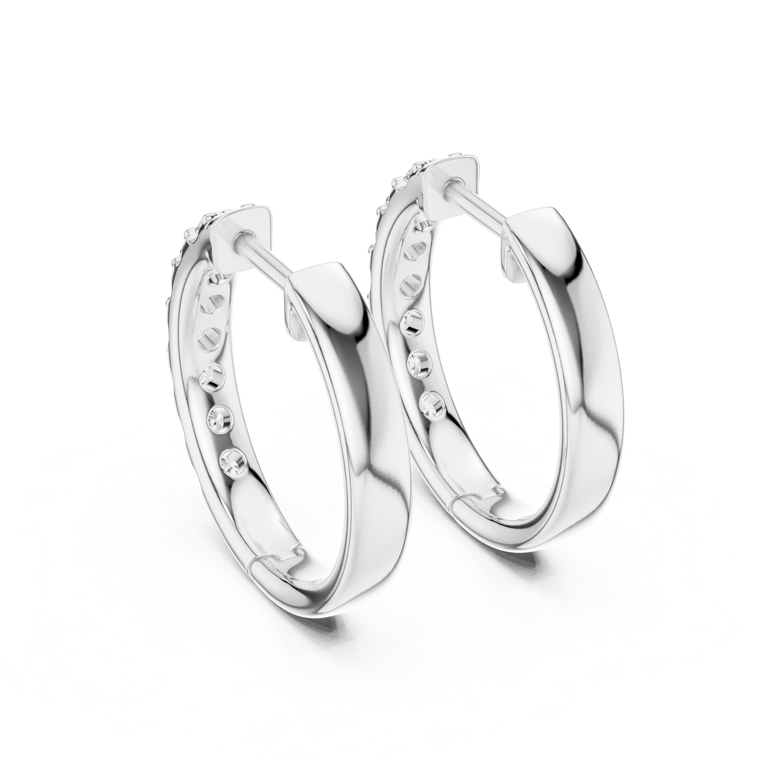 Round Diamond Huggie Hoop Earrings