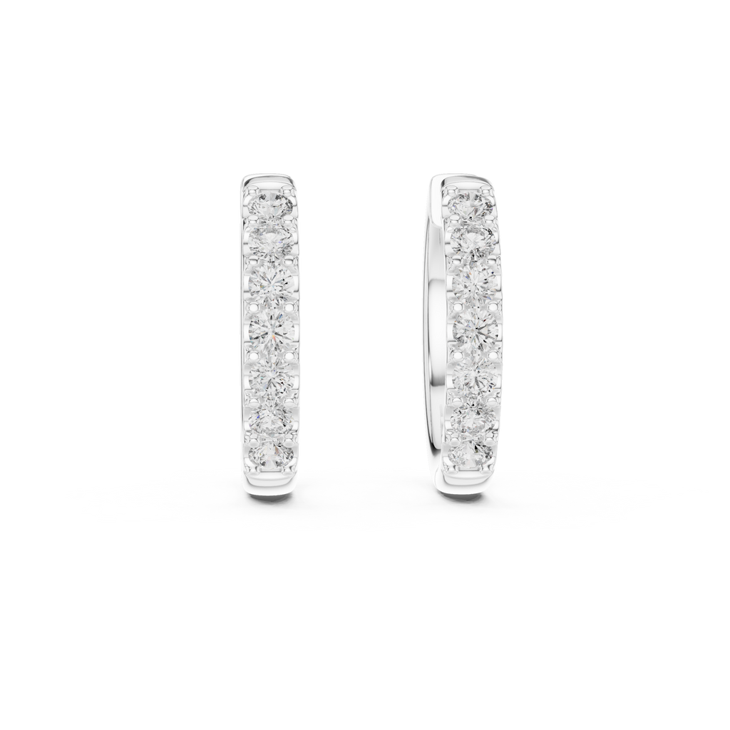 Round Diamond Huggie Hoop Earrings
