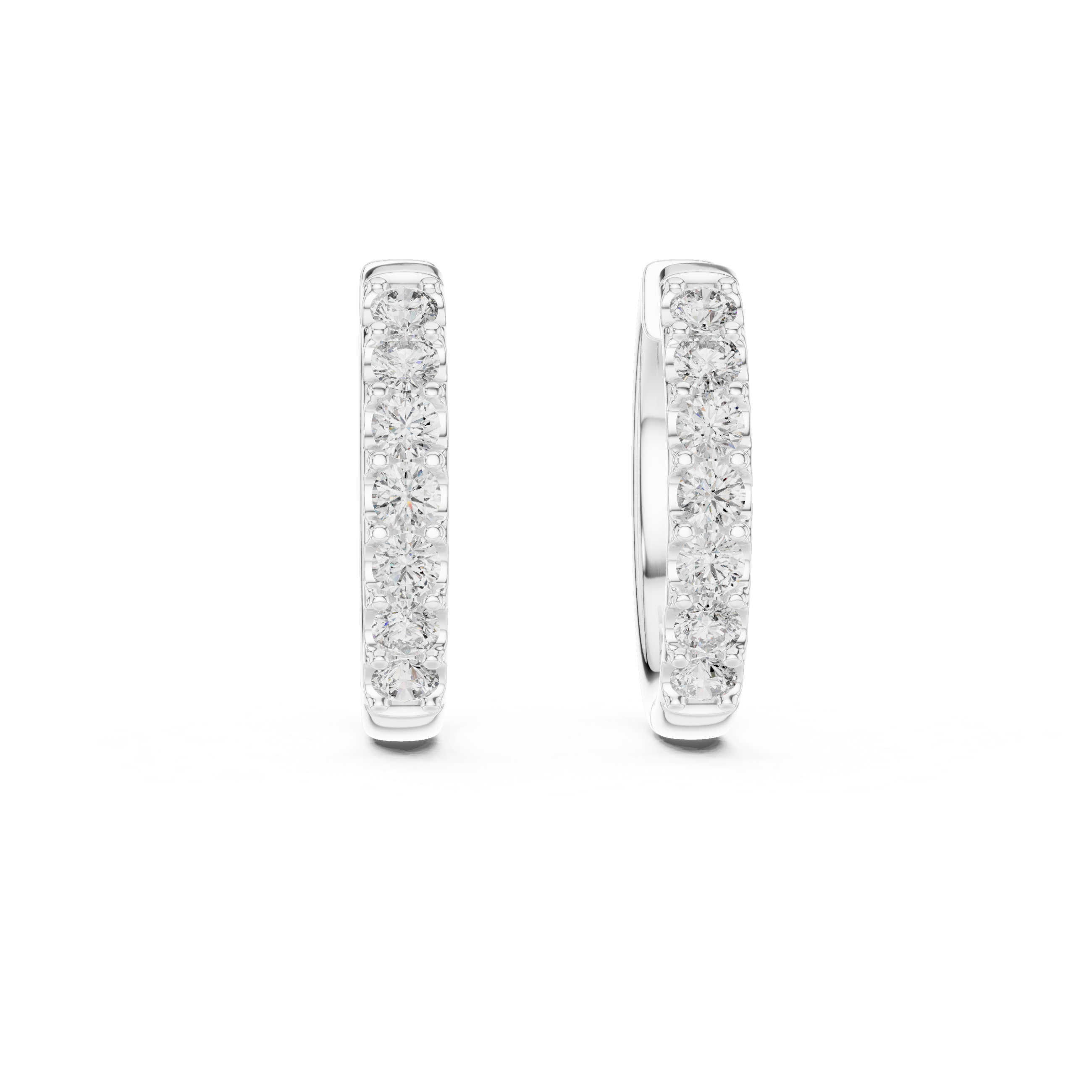 Round Diamond Huggie Hoop Earrings