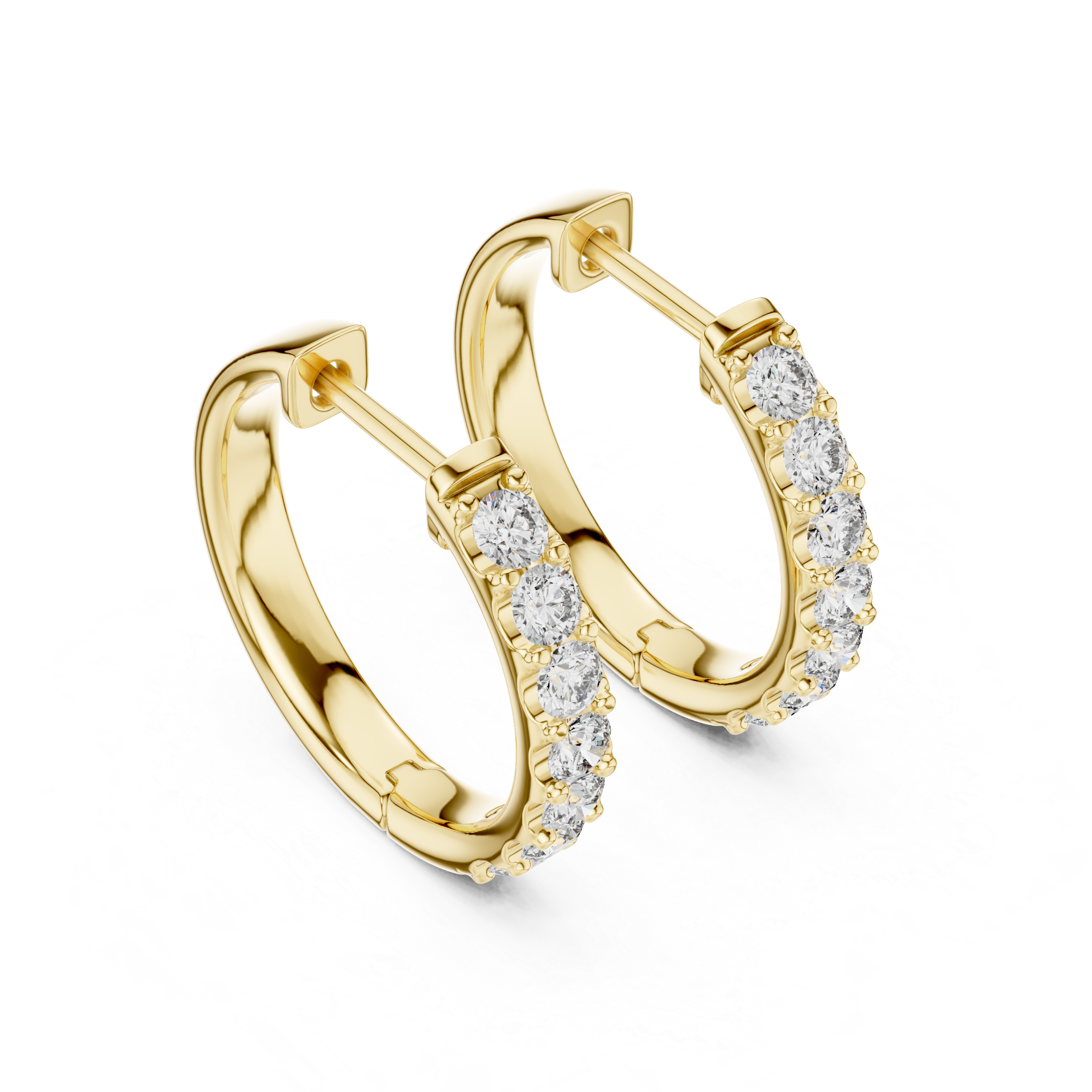 Round Diamond Huggie Hoop Earrings