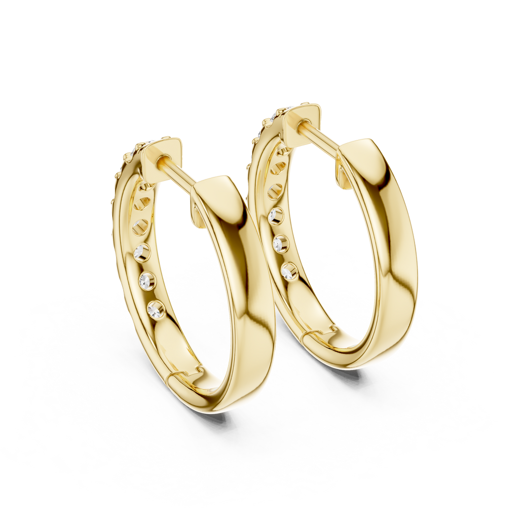 Round Diamond Huggie Hoop Earrings