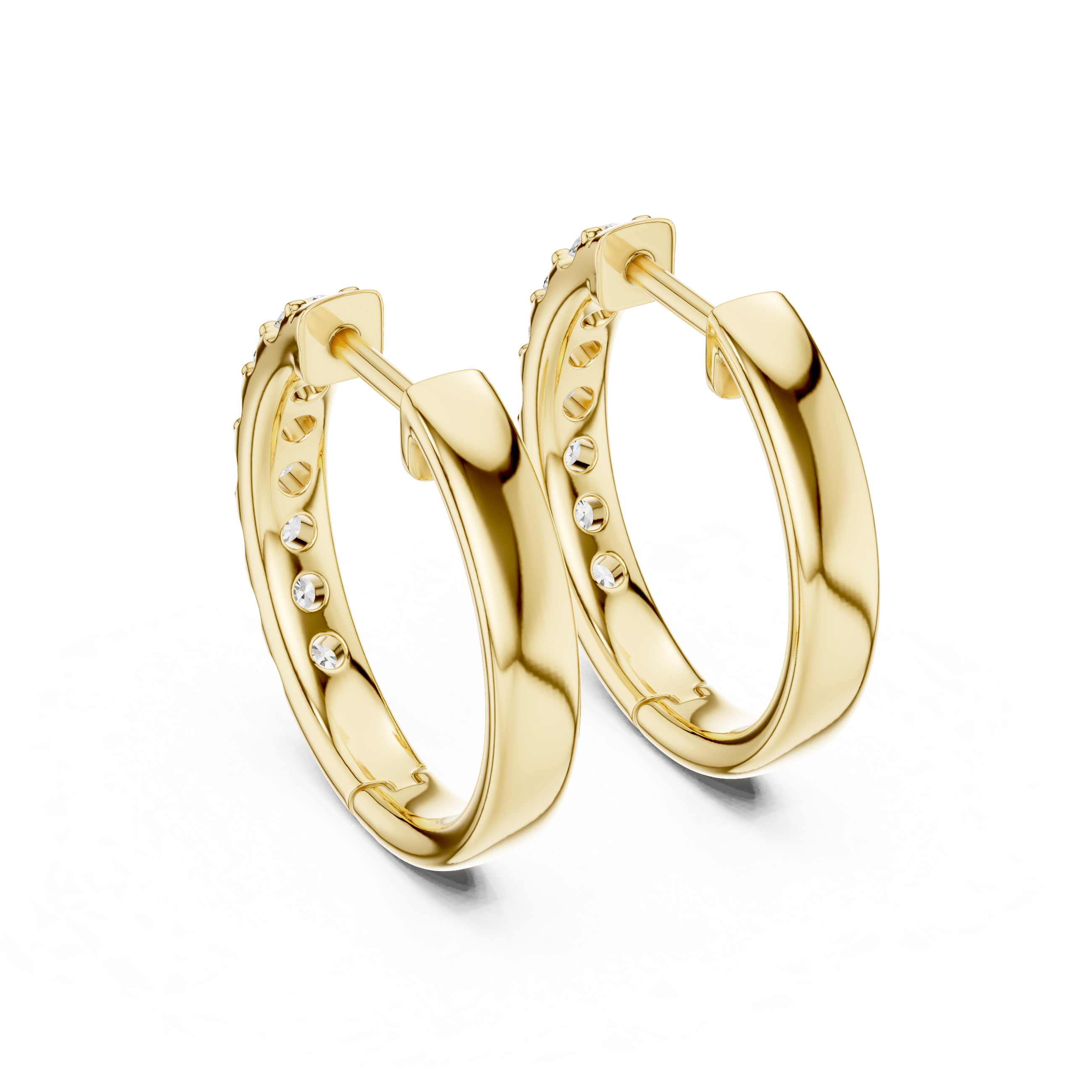 Round Diamond Huggie Hoop Earrings