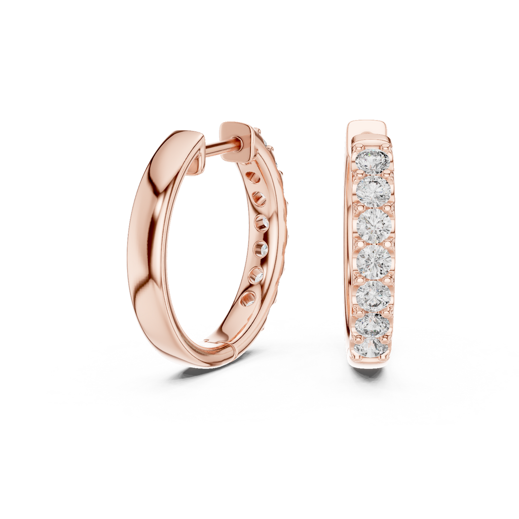 Round Diamond Huggie Hoop Earrings