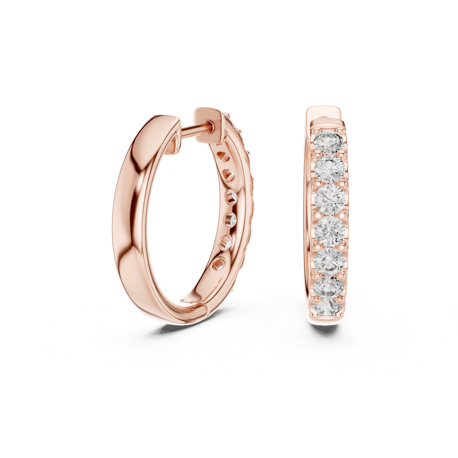 Round Diamond Huggie Hoop Earrings