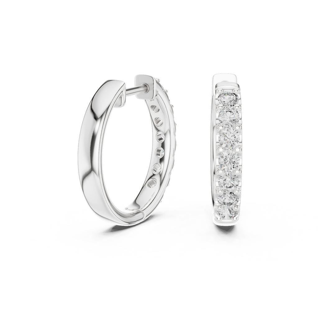 Round Diamond Huggie Hoop Earrings