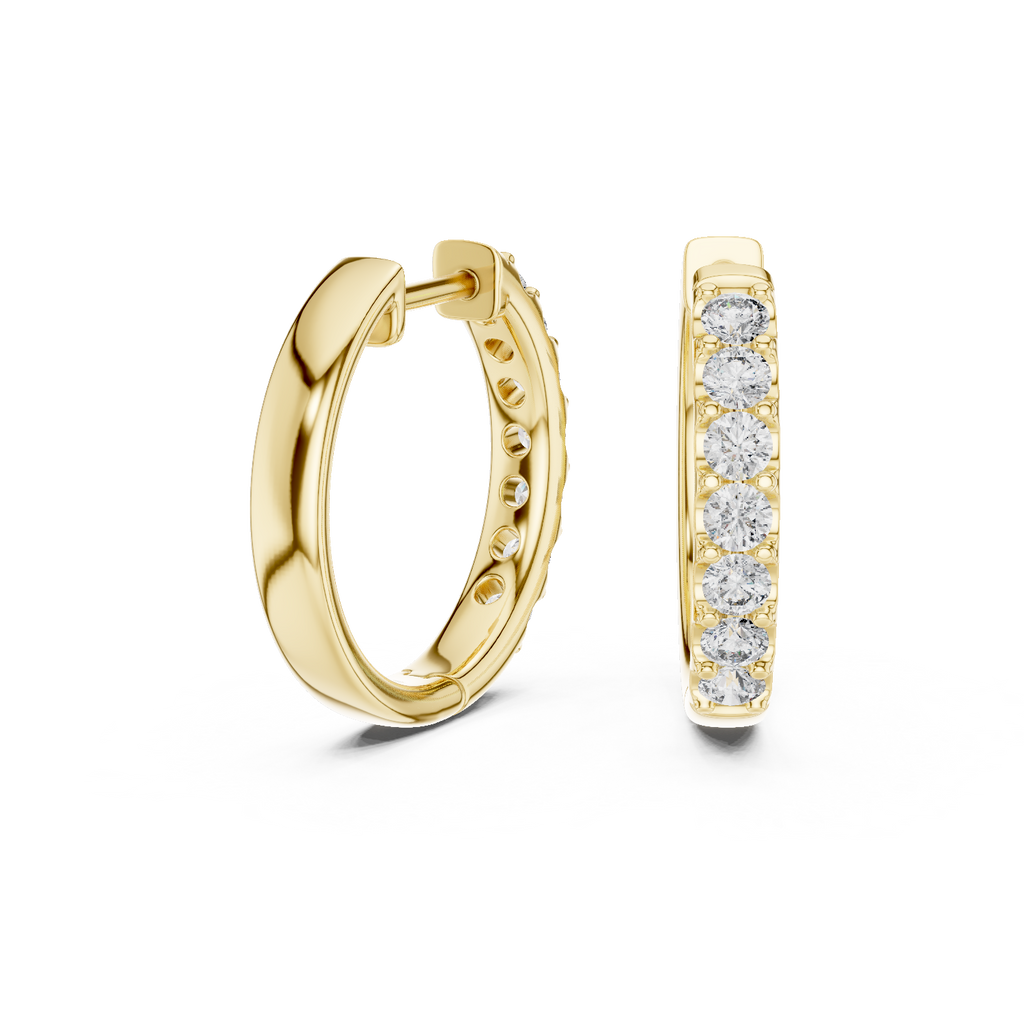 Round Diamond Huggie Hoop Earrings