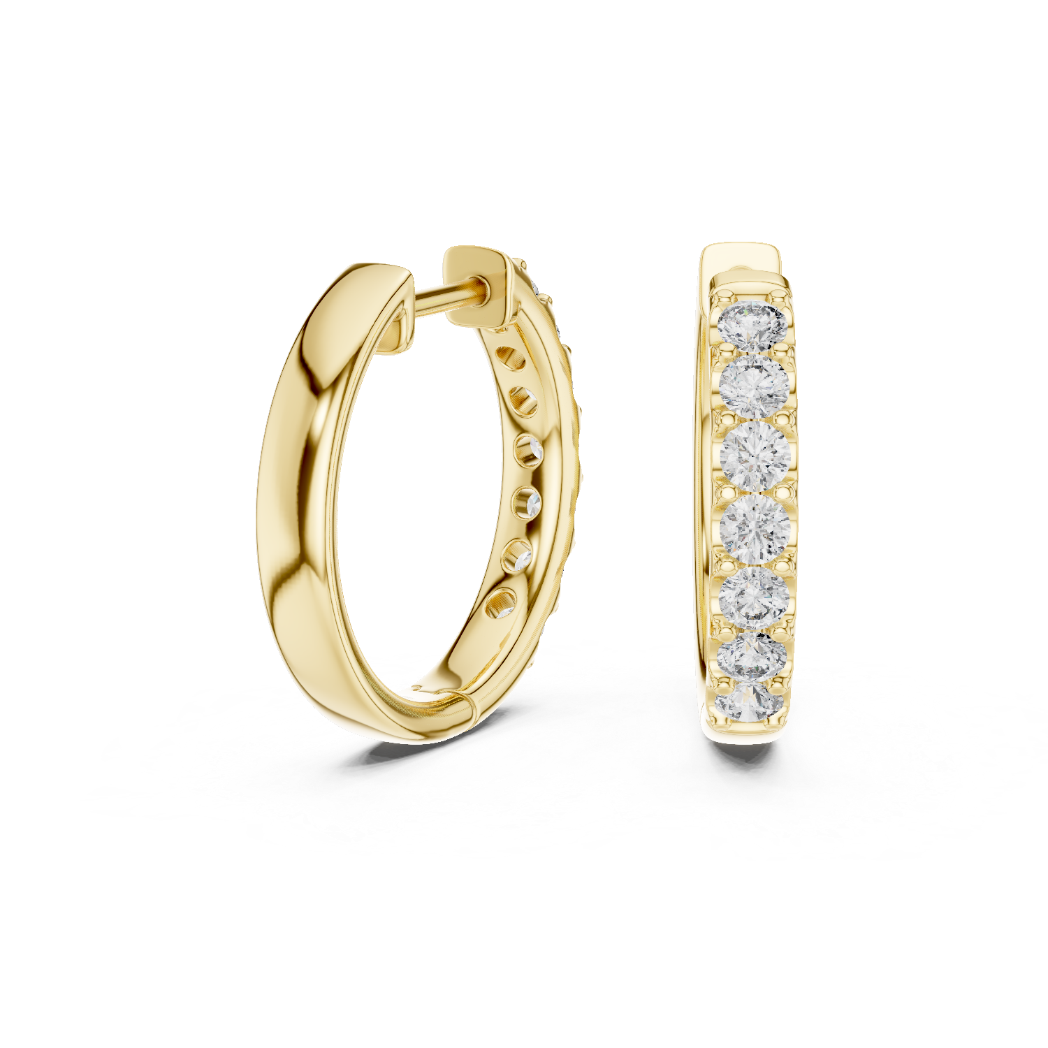 Round Diamond Huggie Hoop Earrings