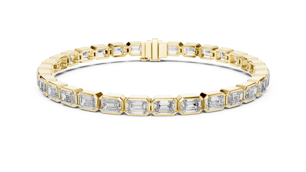 Gold bracelet with diamond accents on a white background
