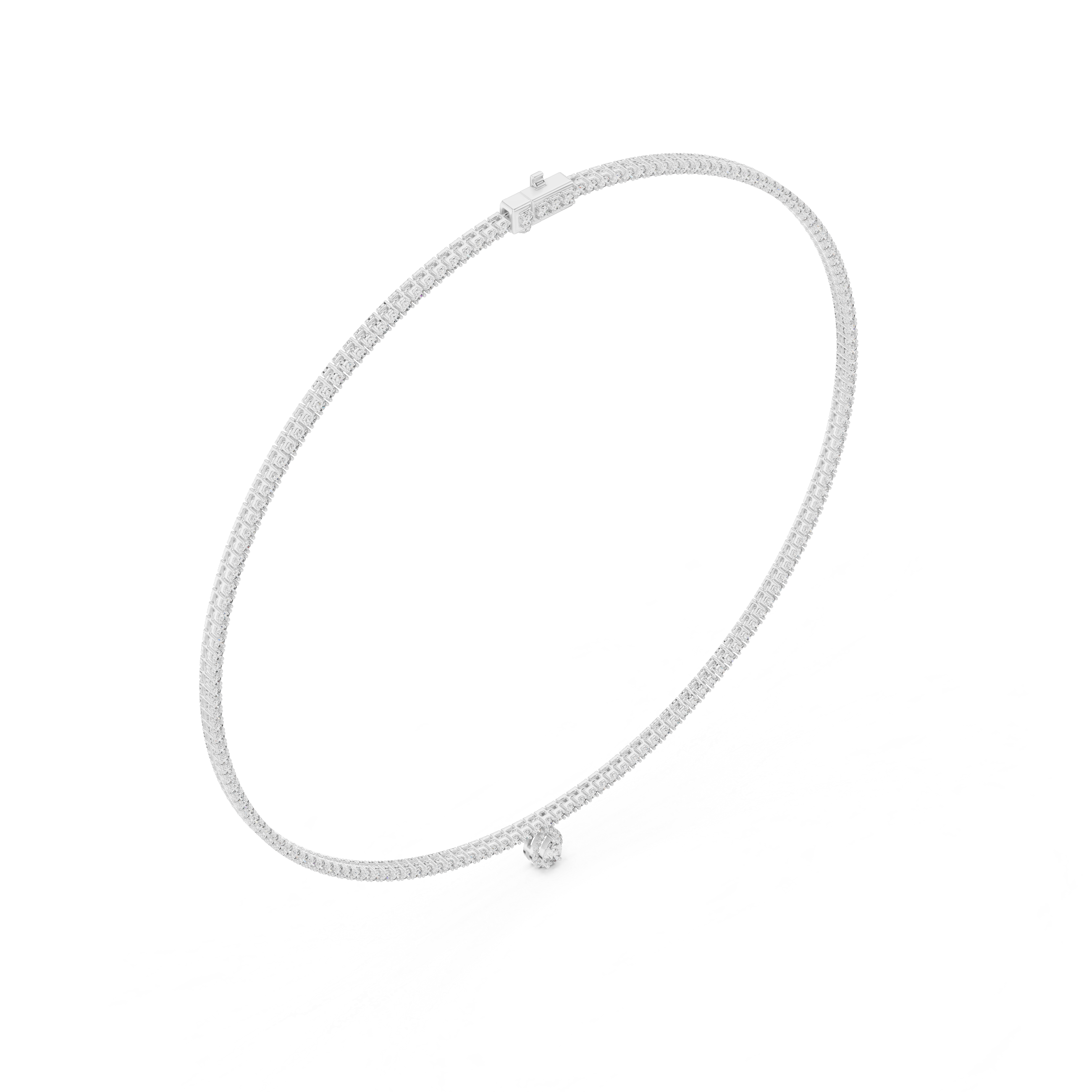 Back view white gold pear diamond necklace with premium setting