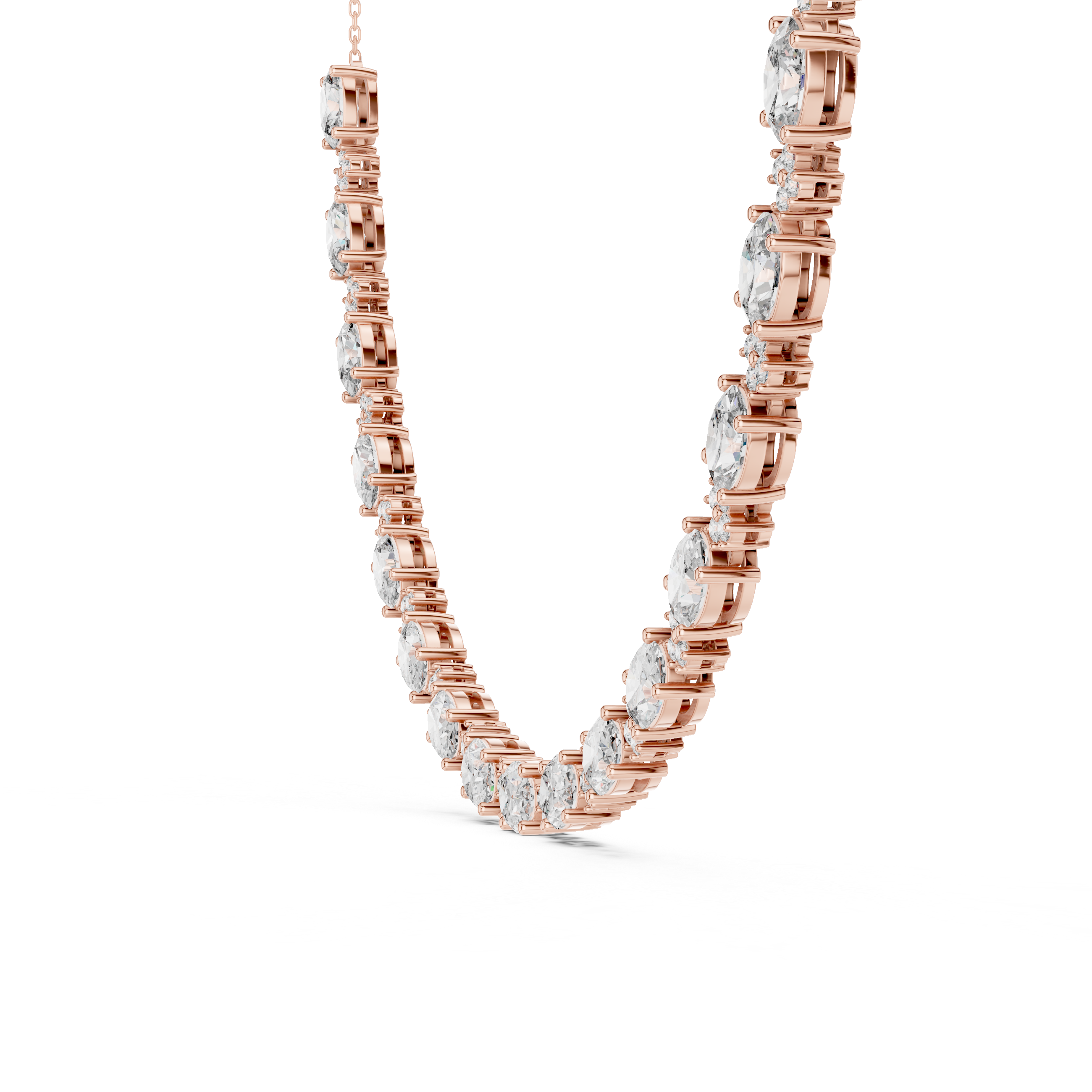 Oval Lab Grown Diamond Station Necklace