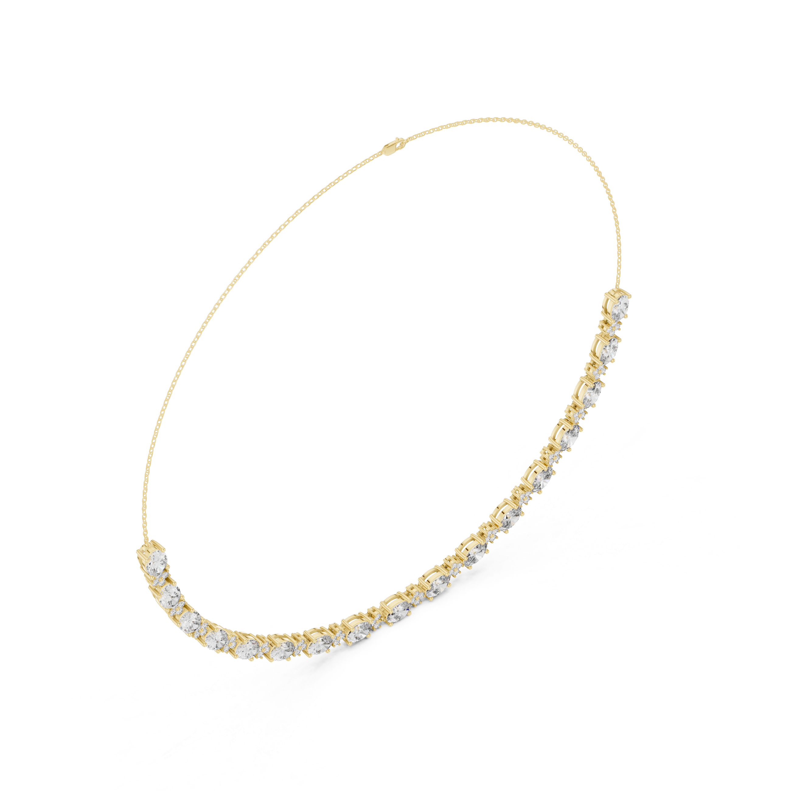 Oval Lab Grown Diamond Station Necklace