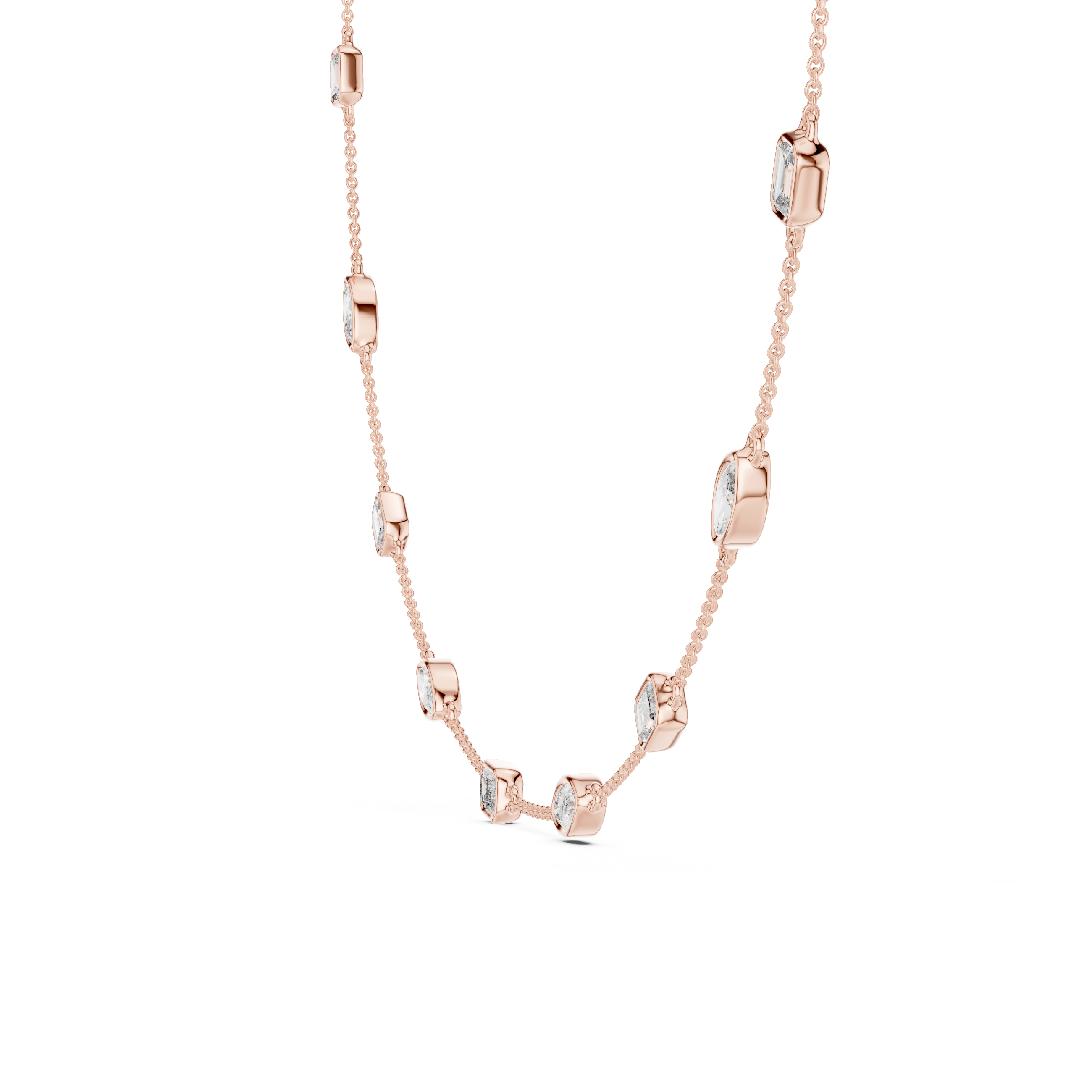 Emerald & Marquise Station Necklace