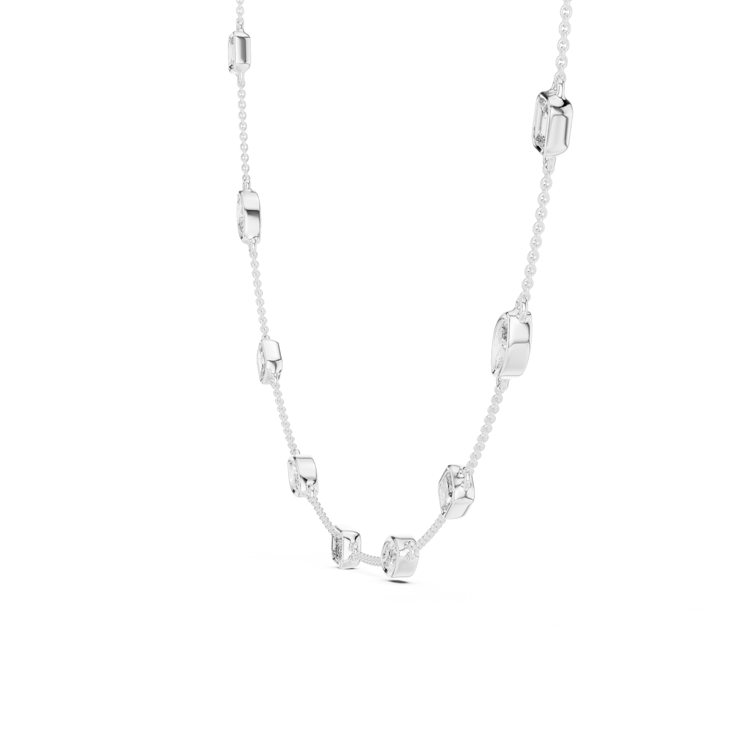 Emerald & Marquise Station Necklace