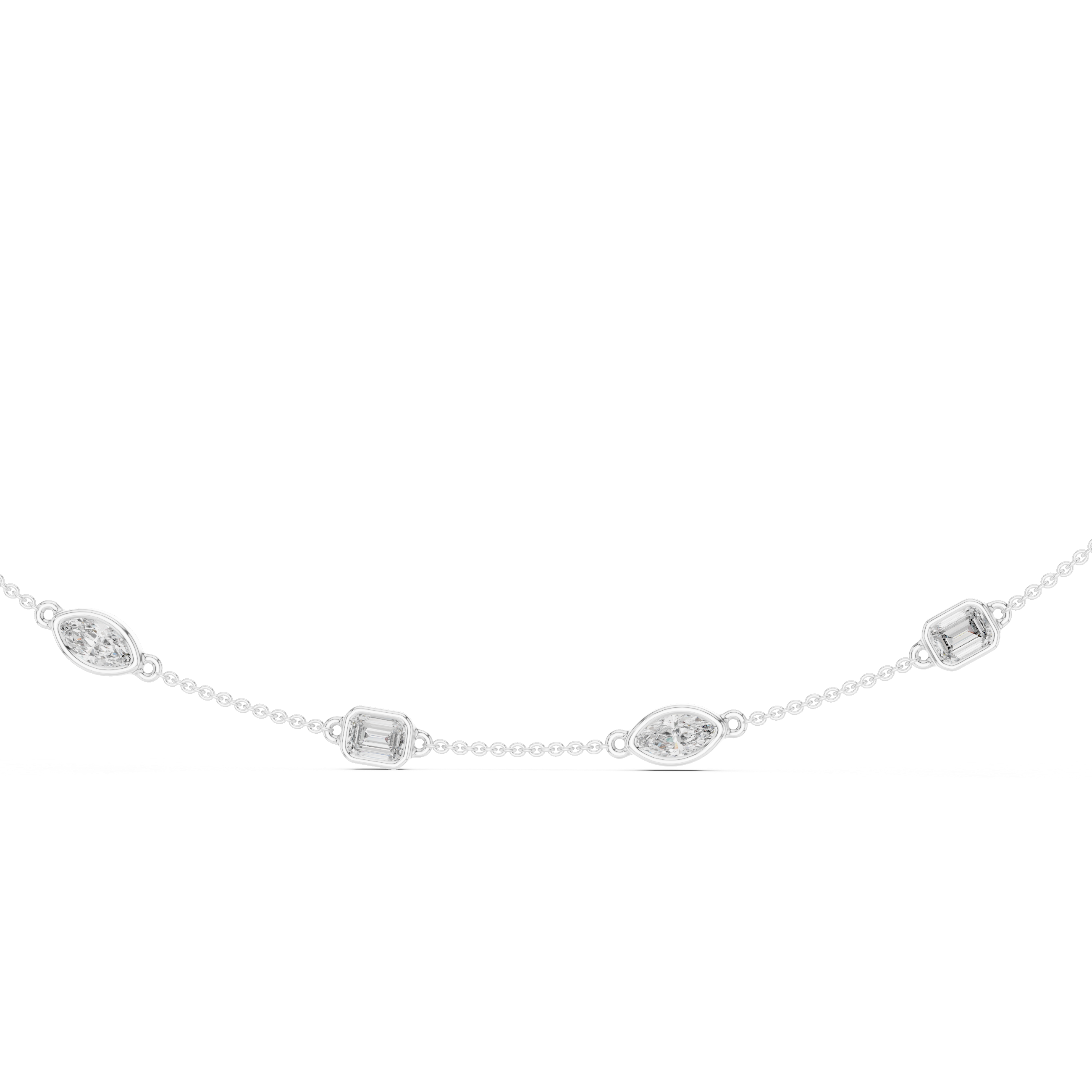 Emerald & Marquise Station Necklace