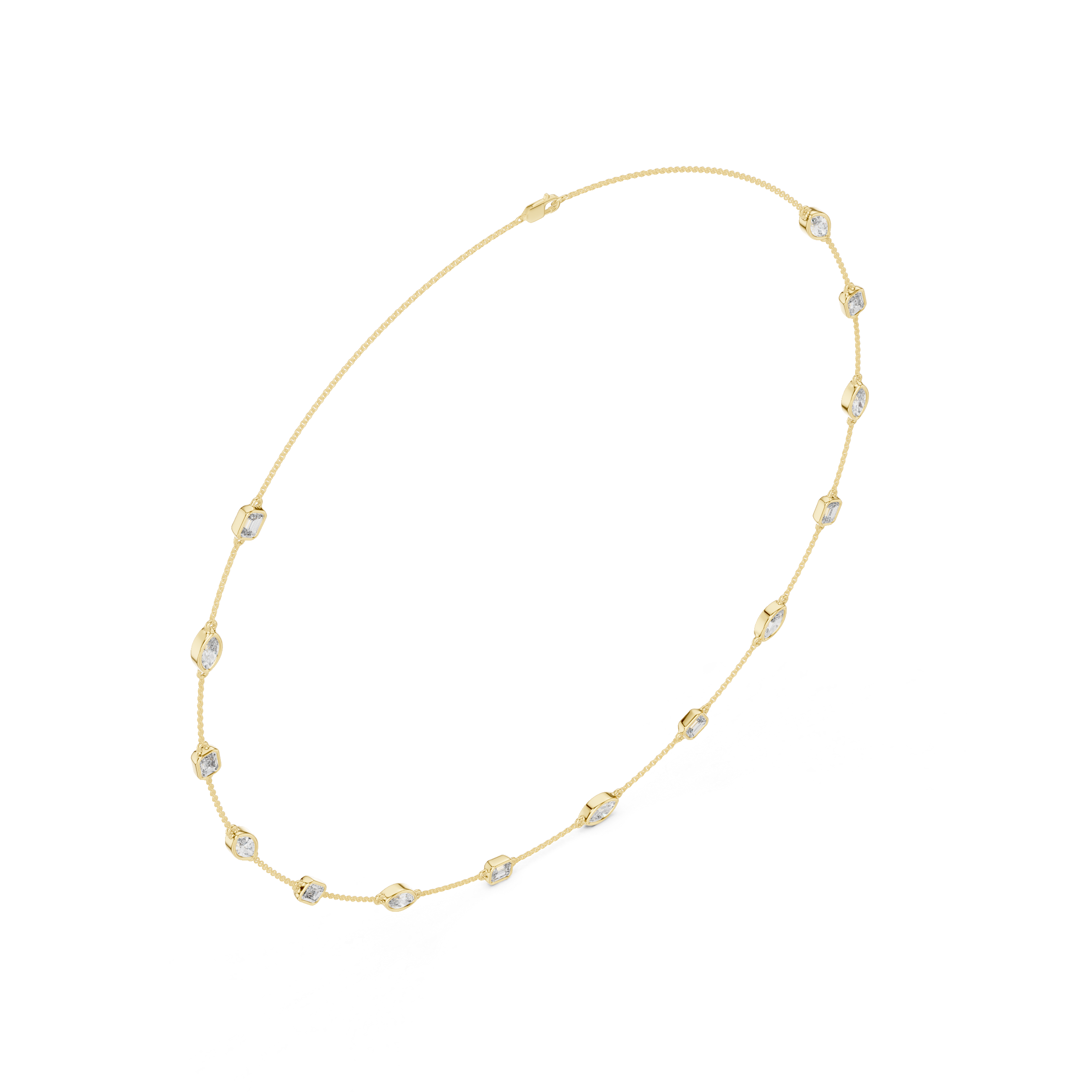 Emerald & Marquise Station Necklace