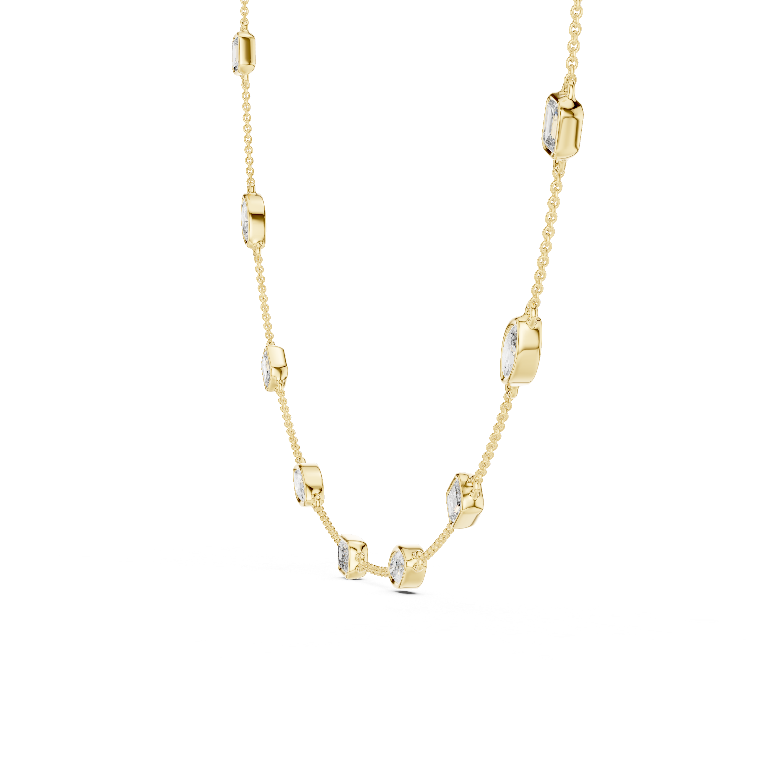 Emerald & Marquise Station Necklace