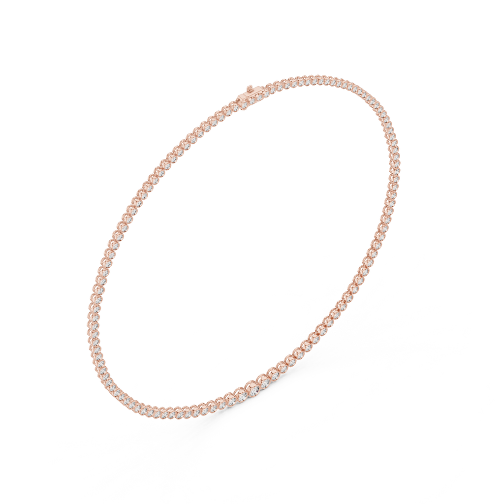 Graduated Bezel Diamond Tennis Necklace