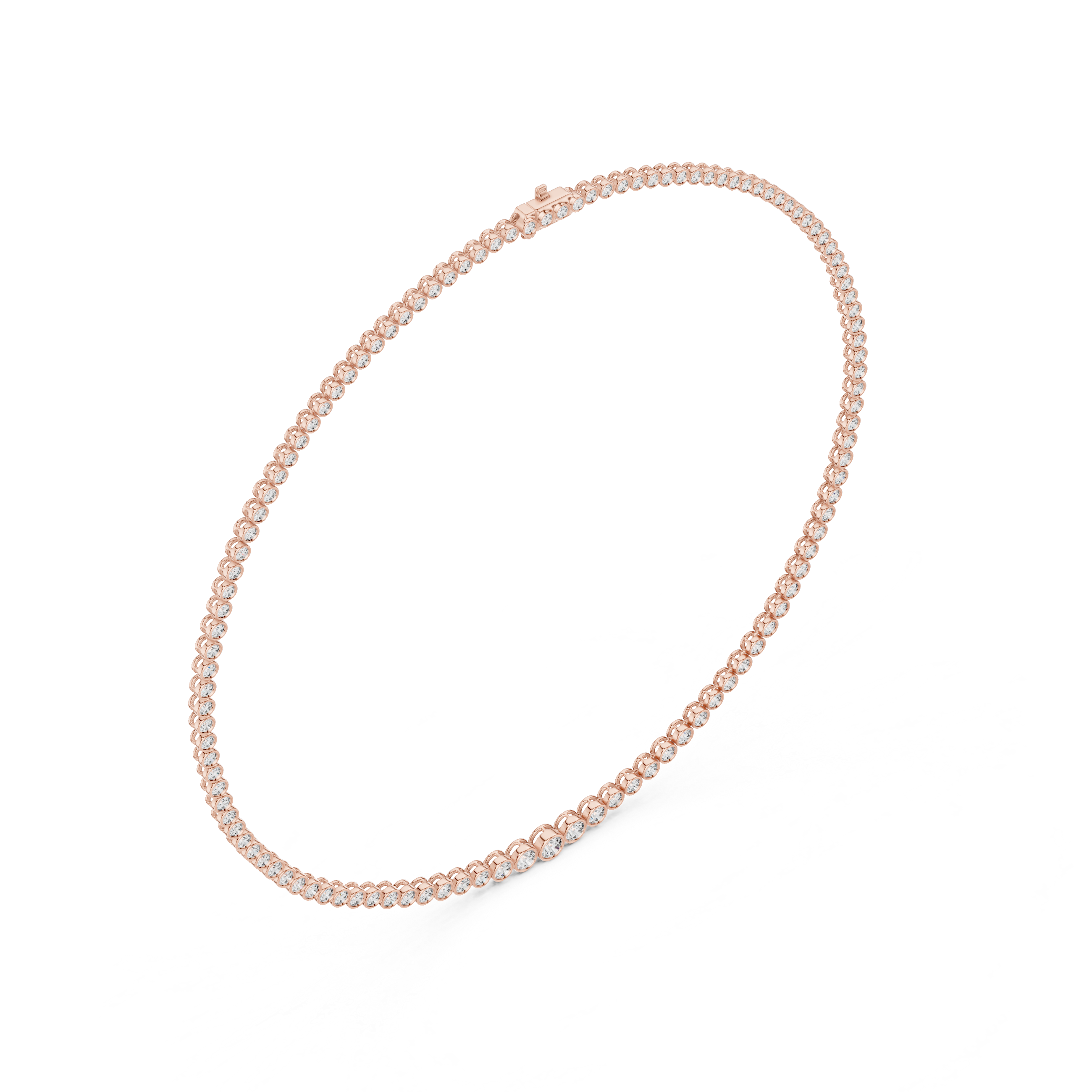 Round Lab Grown Diamond Graduated Tennis Necklace