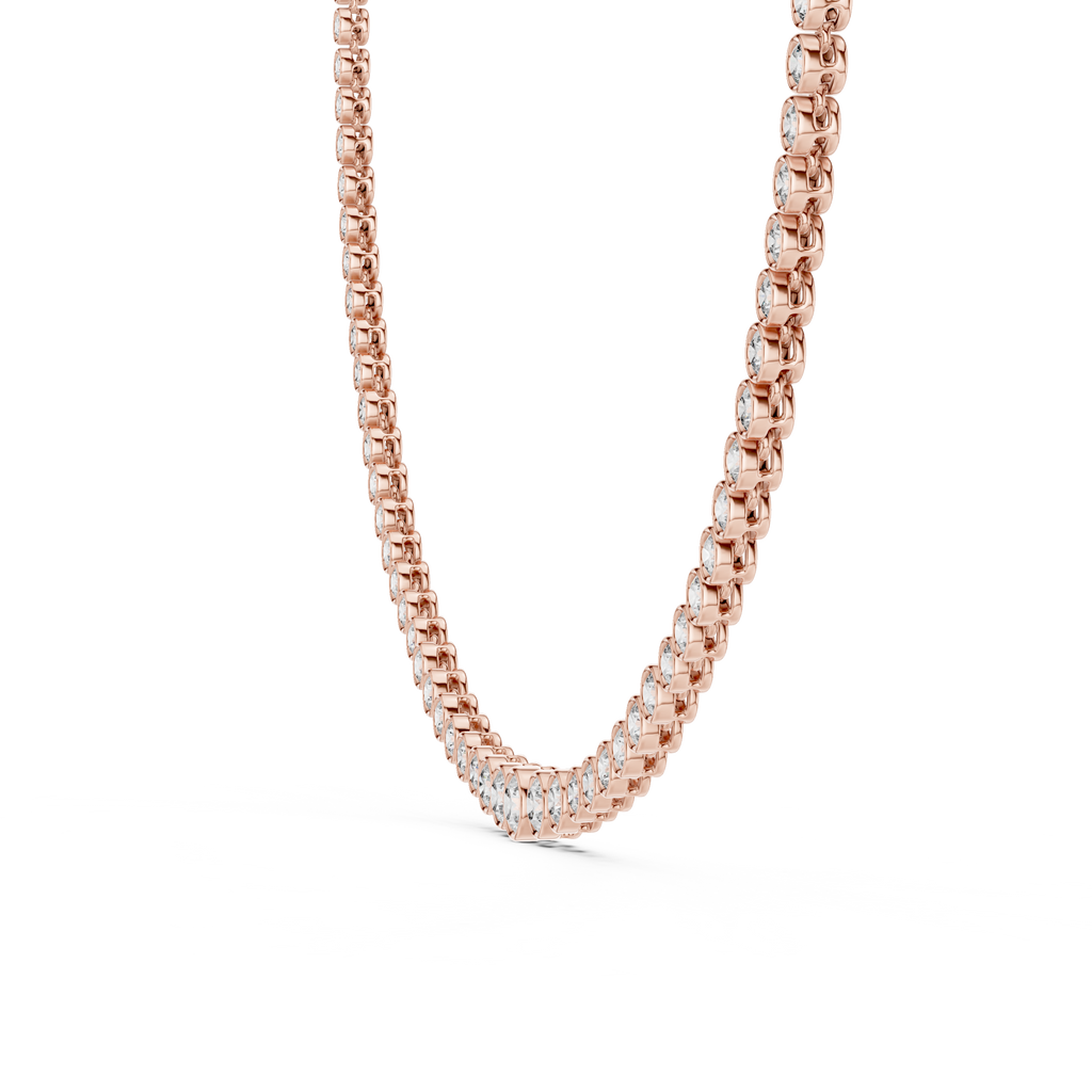 Graduated Bezel Diamond Tennis Necklace