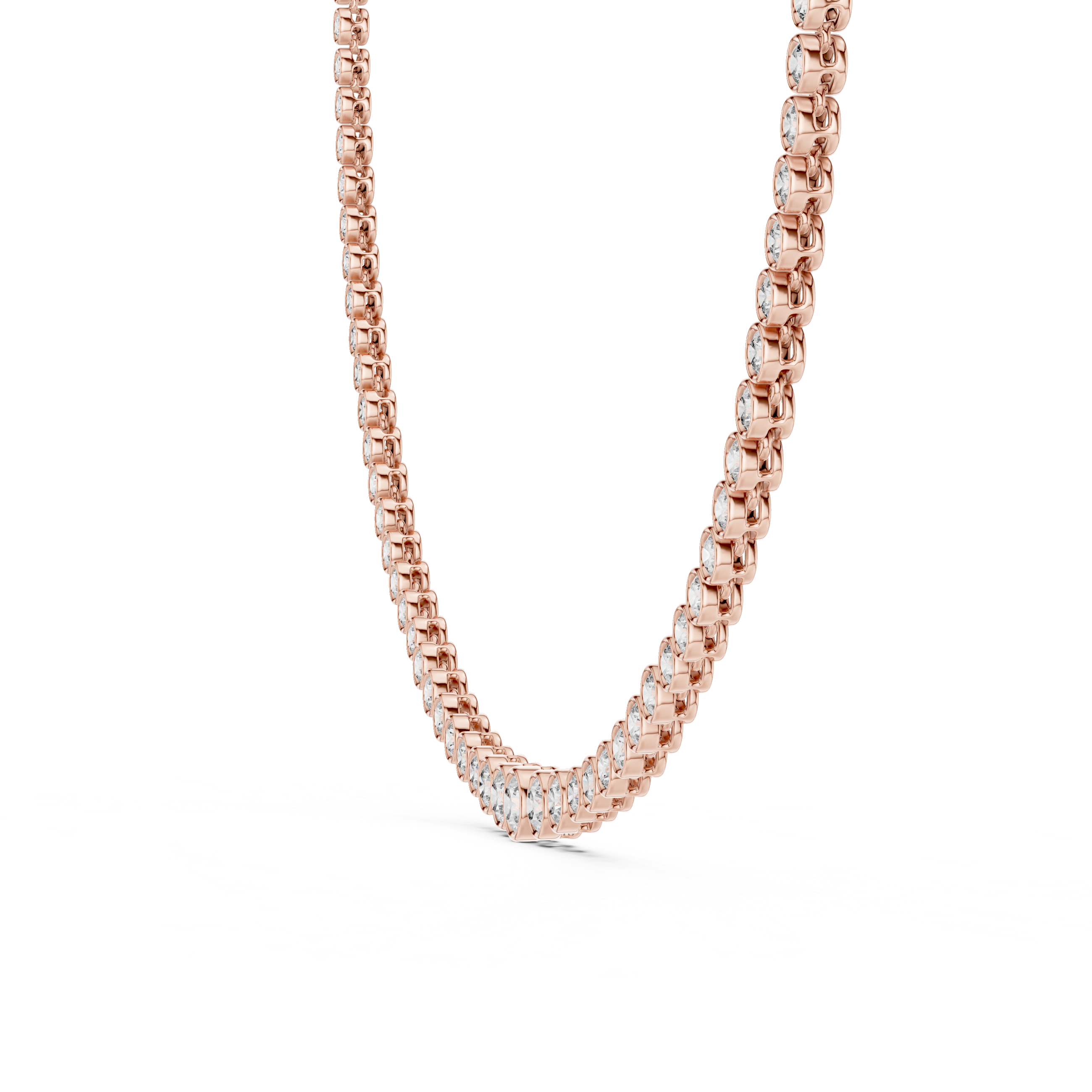 Graduated Bezel Diamond Tennis Necklace
