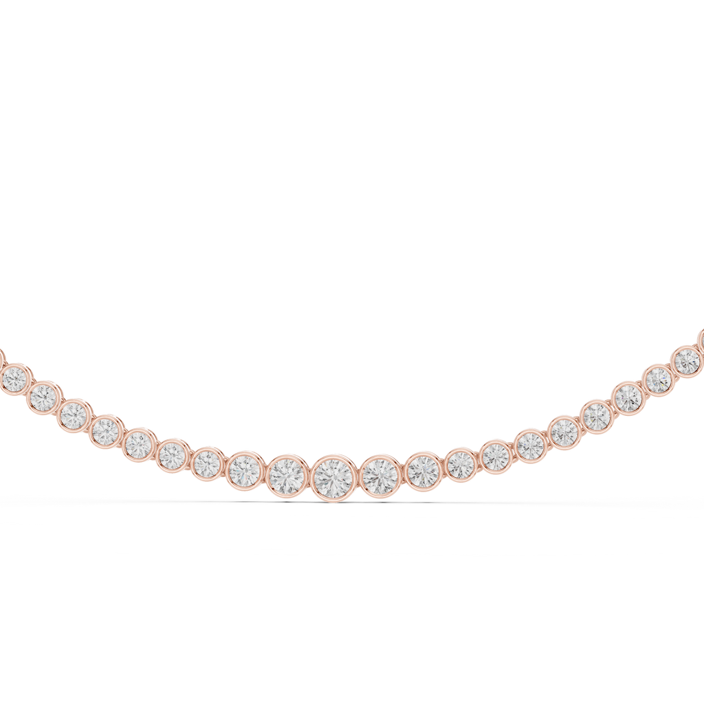 Graduated Bezel Diamond Tennis Necklace