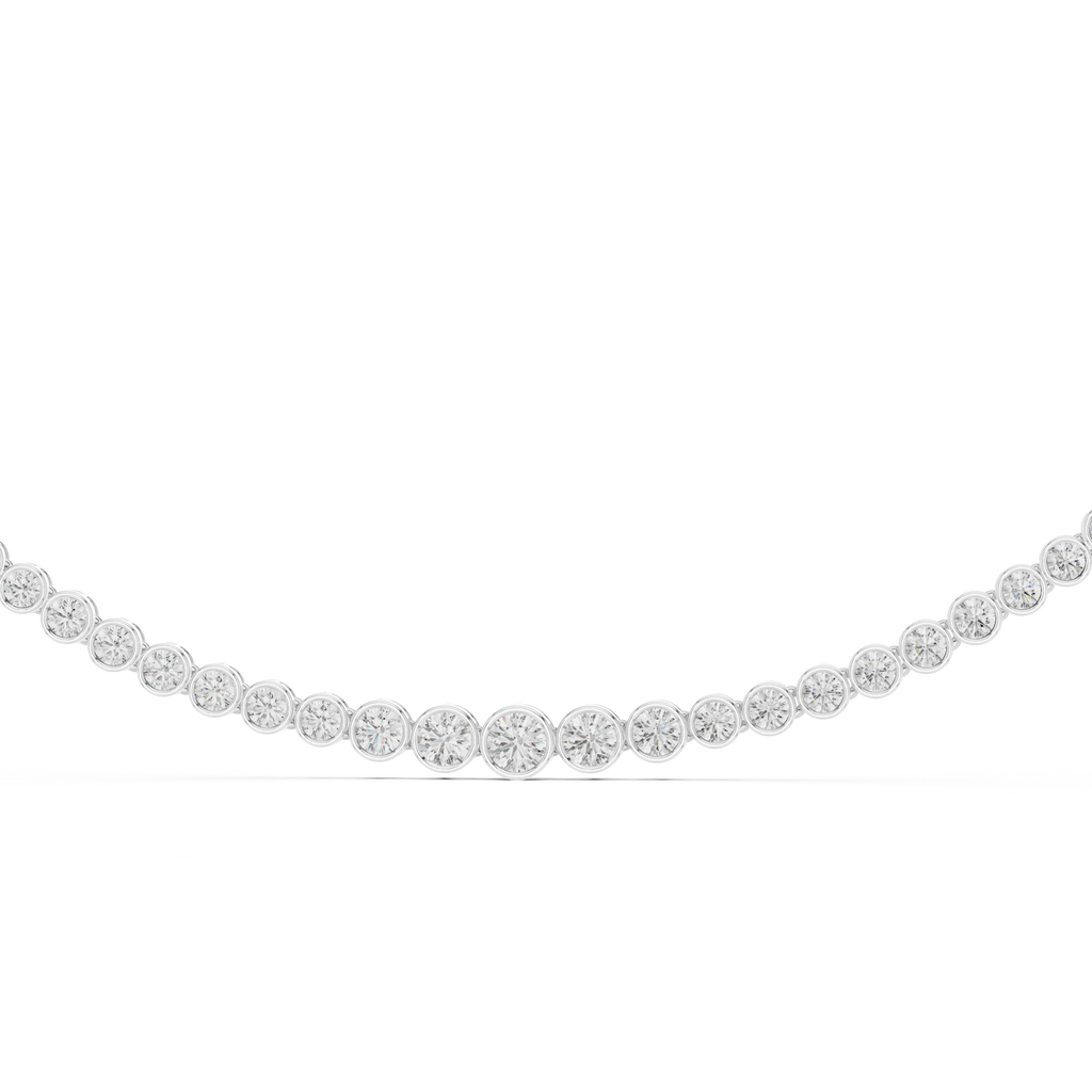 Round Lab Grown Diamond Graduated Tennis Necklace