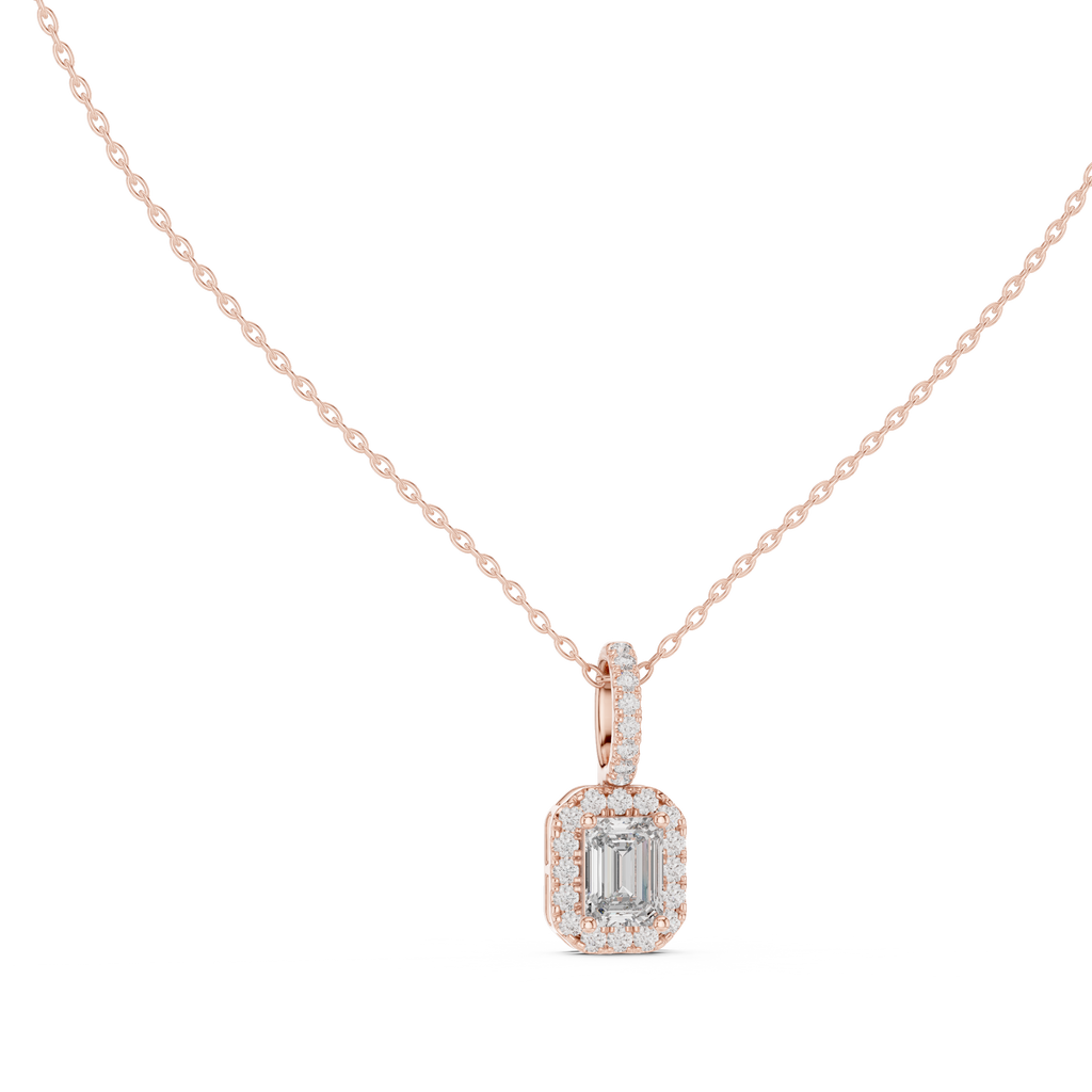 Emerald Halo Diamond Pendant