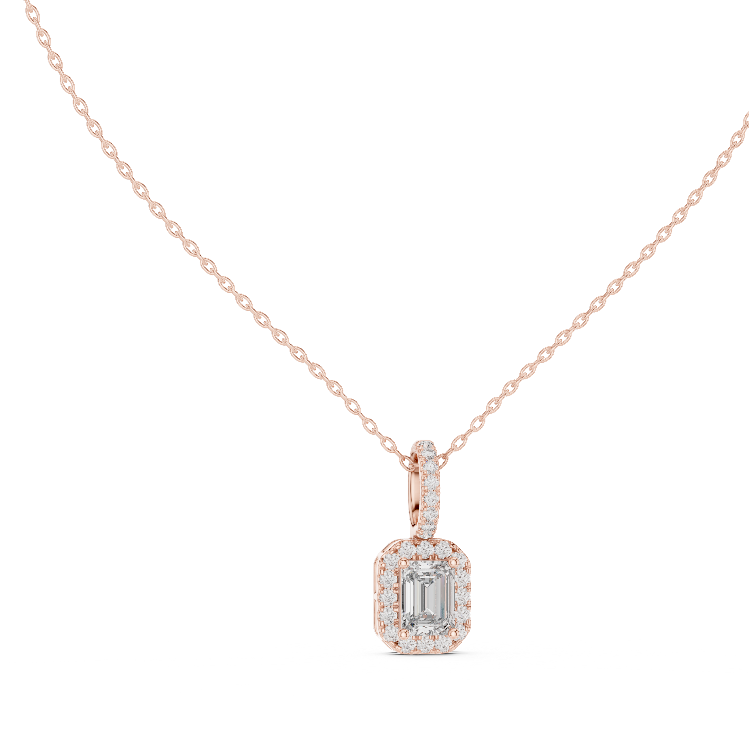 Emerald Halo Diamond Pendant