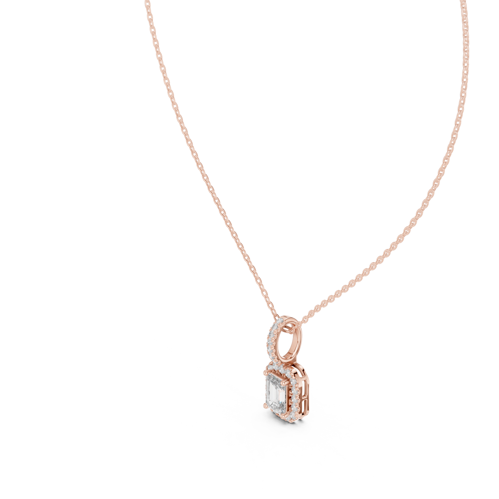 Emerald Halo Diamond Pendant