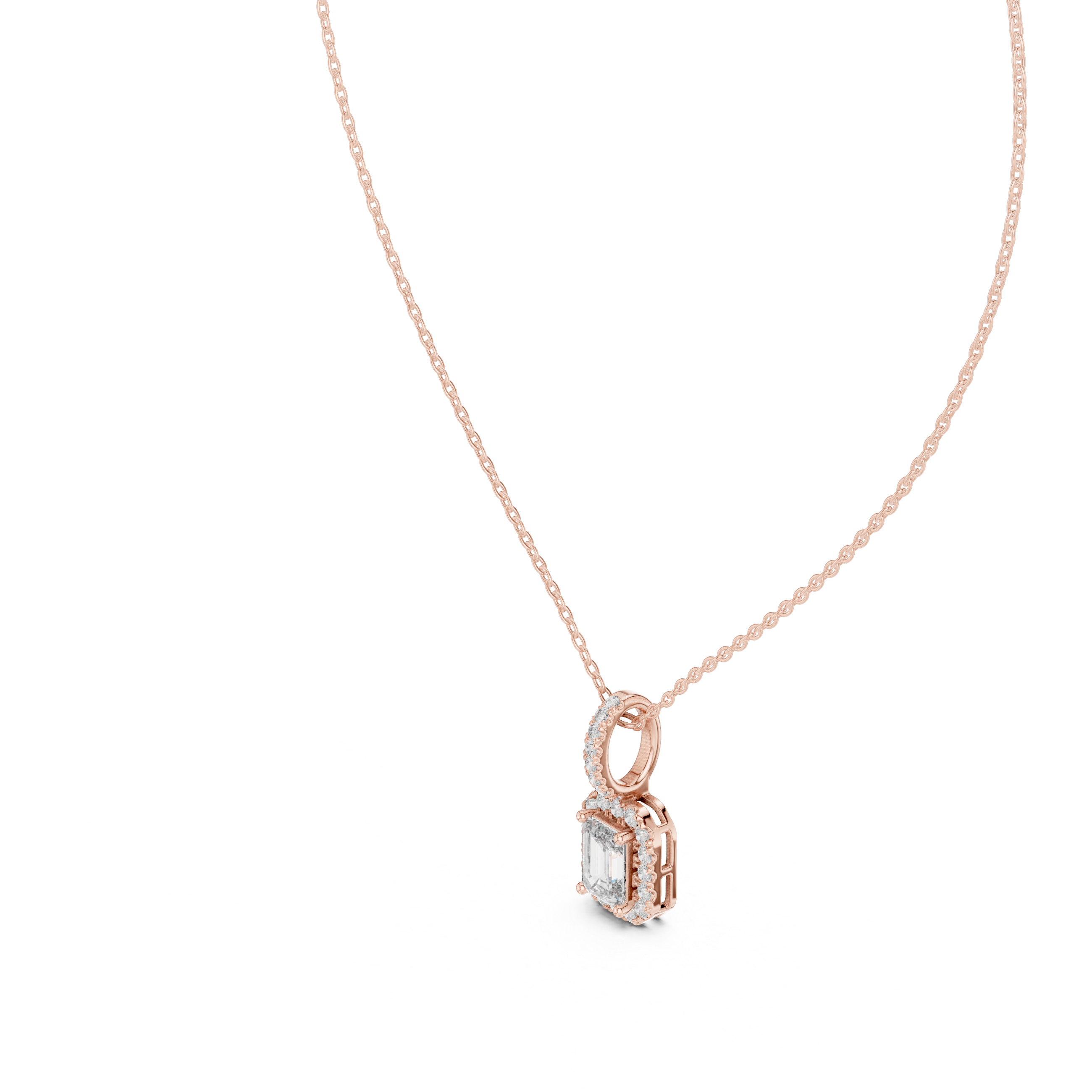Emerald Halo Diamond Pendant