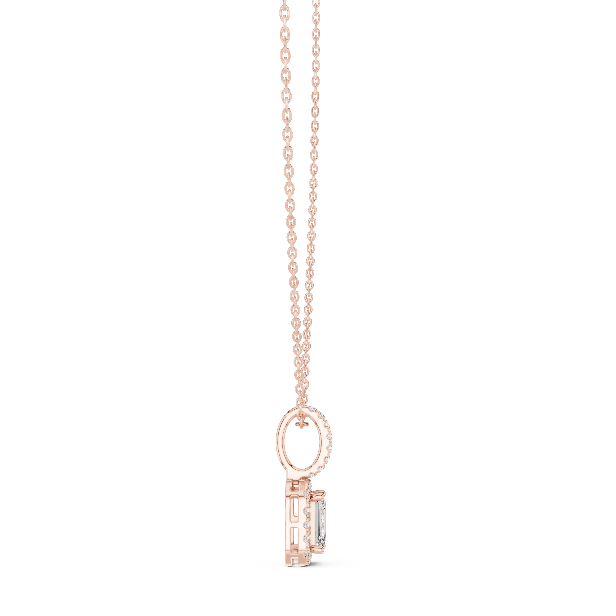 Emerald Halo Diamond Pendant