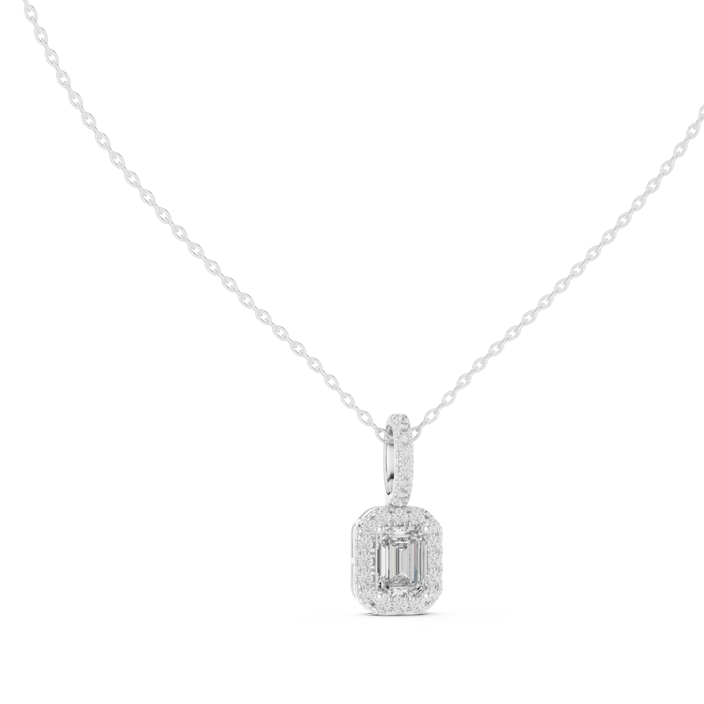 Emerald Halo Diamond Pendant
