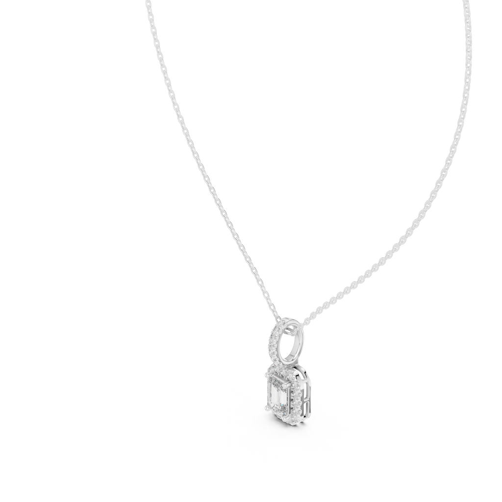 Emerald Halo Diamond Pendant